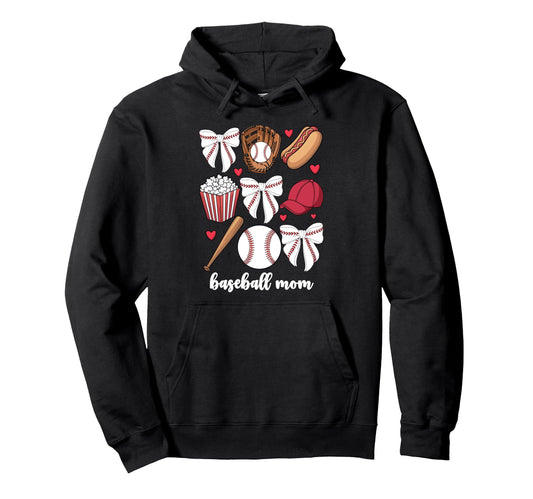 Baseball Coquette Bow Game Day Hoodie - Fun Novelty Design Men Women - T-Shirt, Sweatshirt, Hoodie