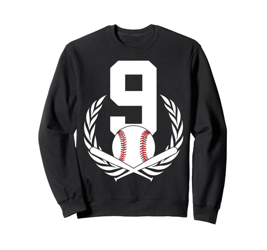 9 Years Number 9 Baseball 9Th Sweatshirt - Fun Novelty Design Unisex - T-Shirt, Sweatshirt, Hoodie