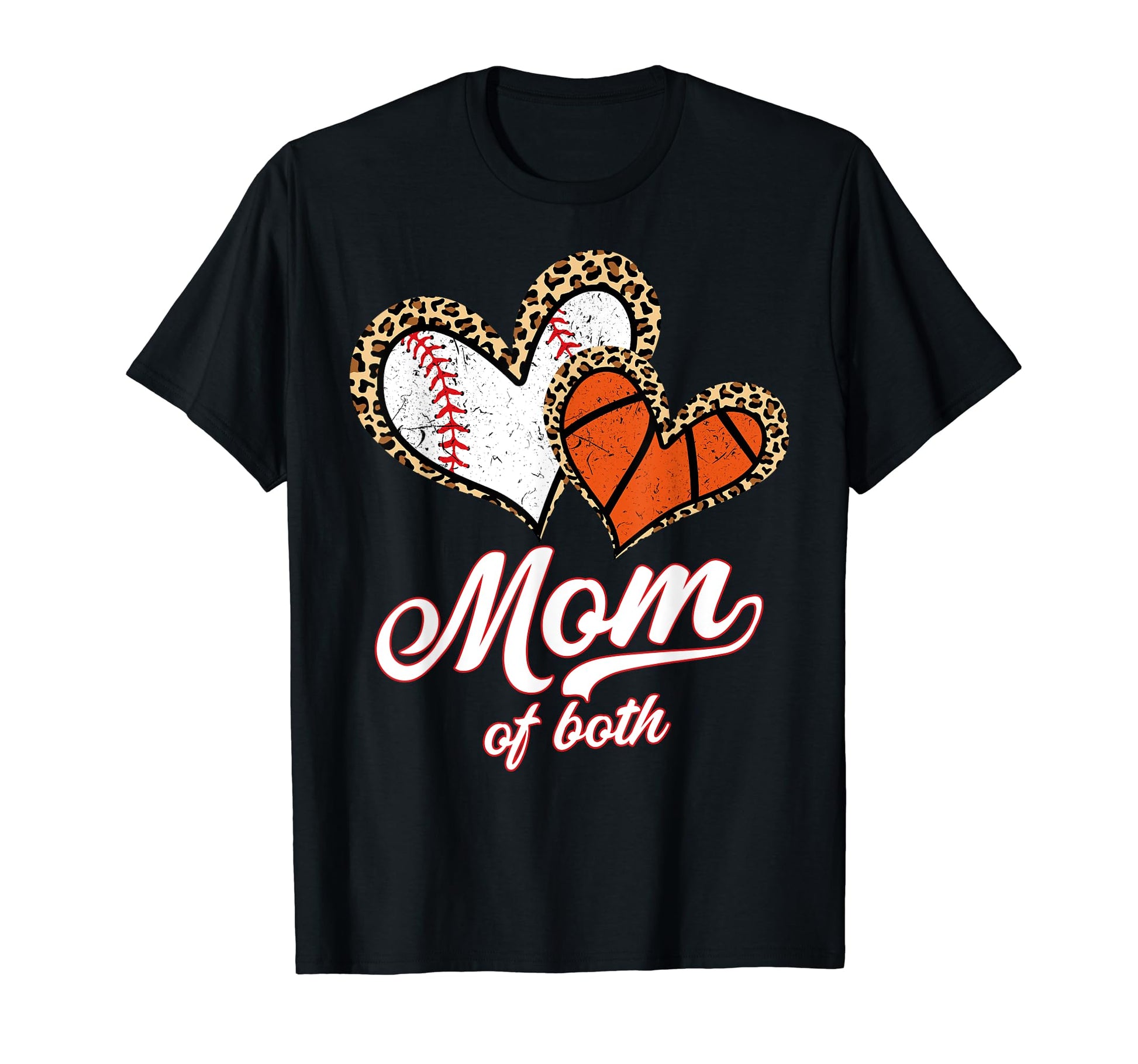 Baseball Basketball Mom Both Leopard T-Shirt - Graphic Print for Adults - T-Shirt, Sweatshirt, Hoodie
