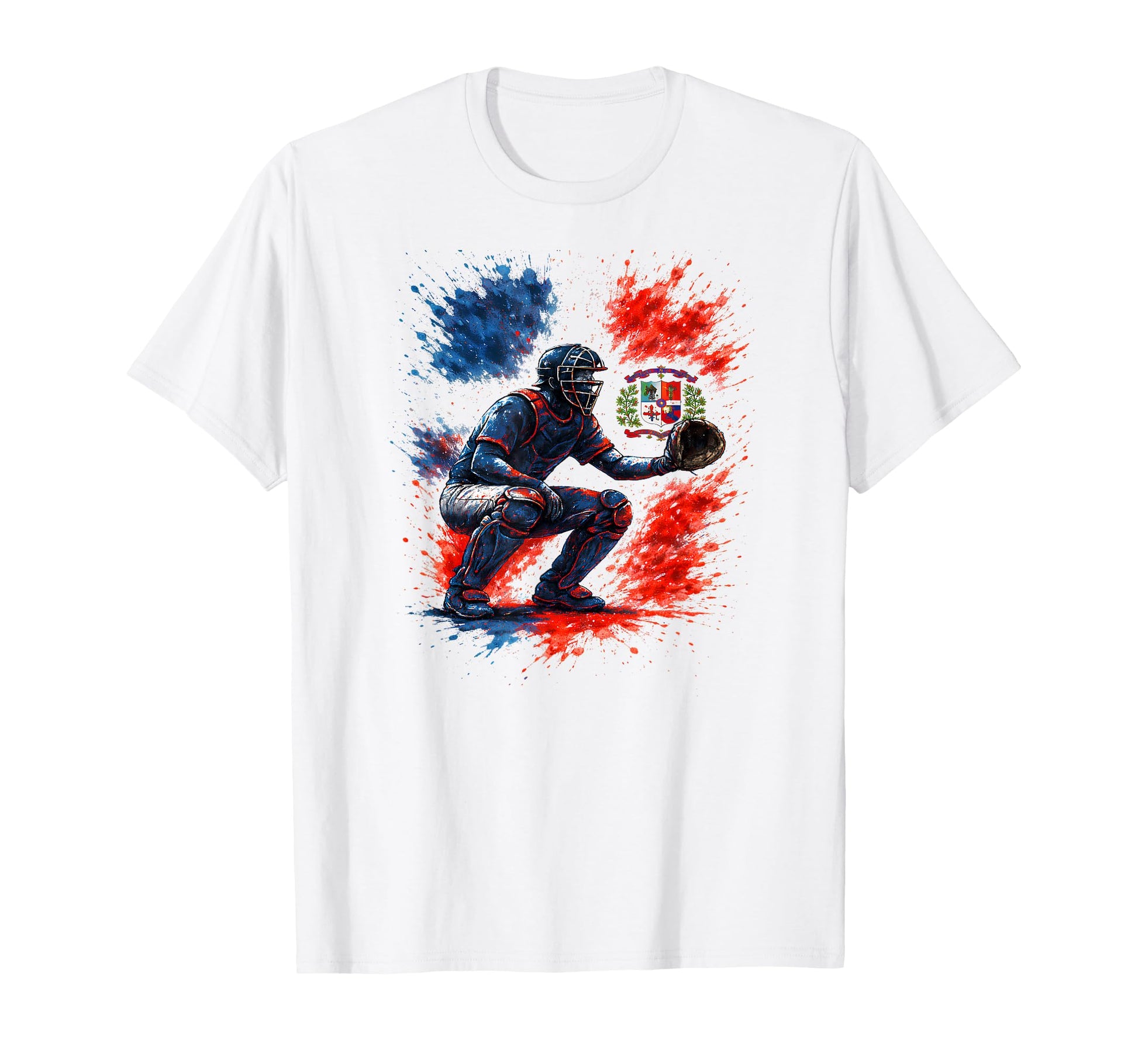 Dominican Republic Baseball Catcher T-Shirt - Fun Novelty Design Men Women - T-Shirt, Sweatshirt, Hoodie