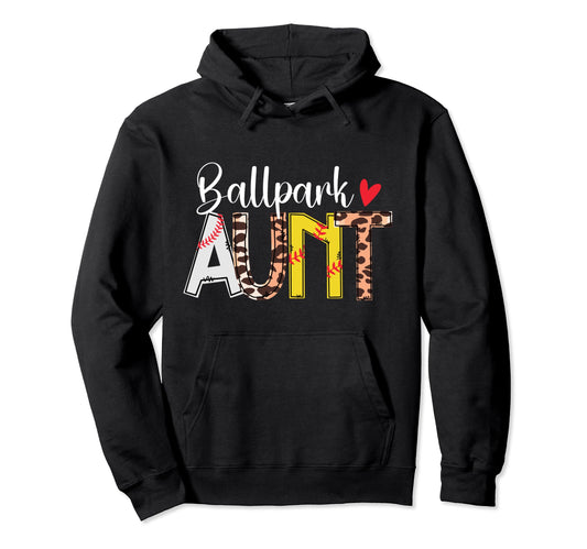 Ballpark Aunt Leopard Baseball Softball Hoodie - Streetwear Style Unisex - T-Shirt, Sweatshirt, Hoodie