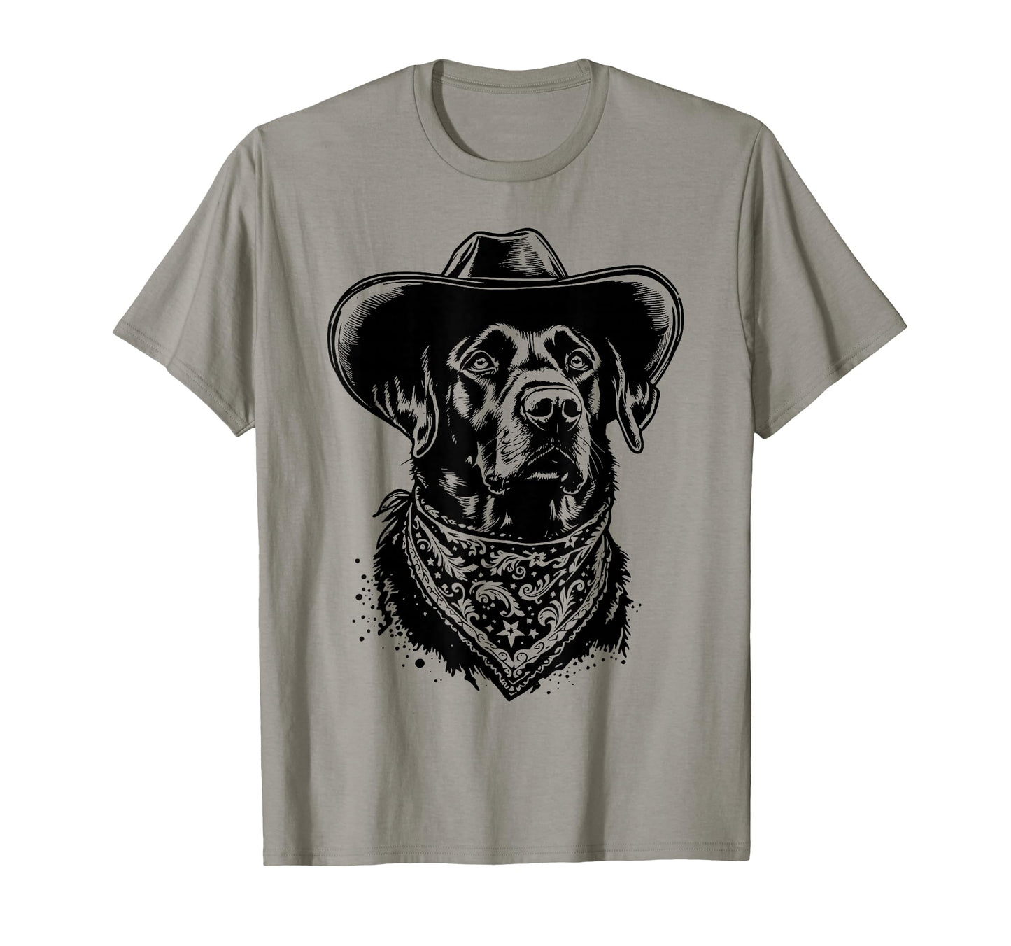 Western Black Labrador Cowboy Hat And T-Shirt - Unique Graphic for Adults - T-Shirt, Sweatshirt, Hoodie