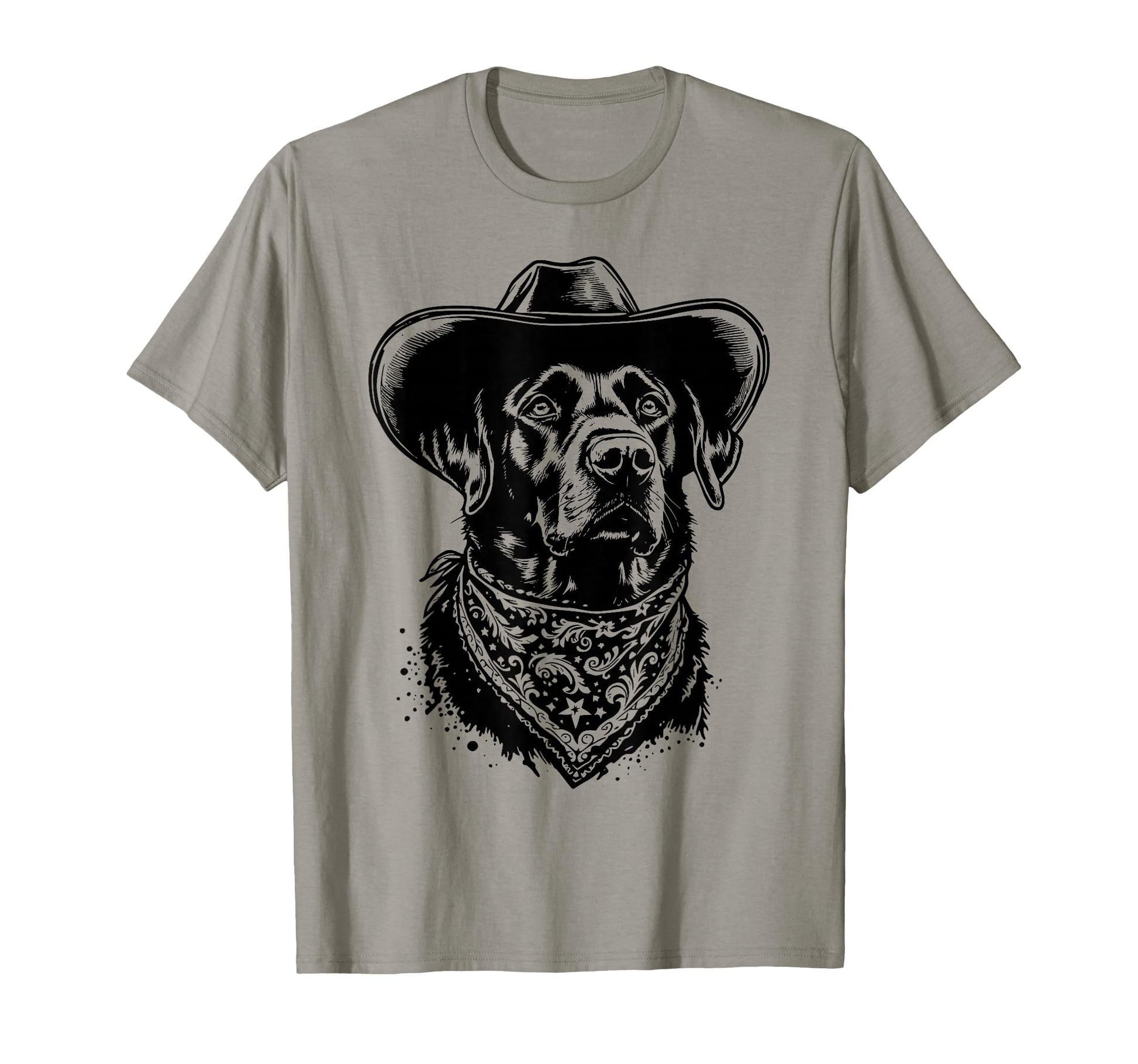 Western Black Labrador Cowboy Hat And T-Shirt - Unique Graphic for Adults - T-Shirt, Sweatshirt, Hoodie