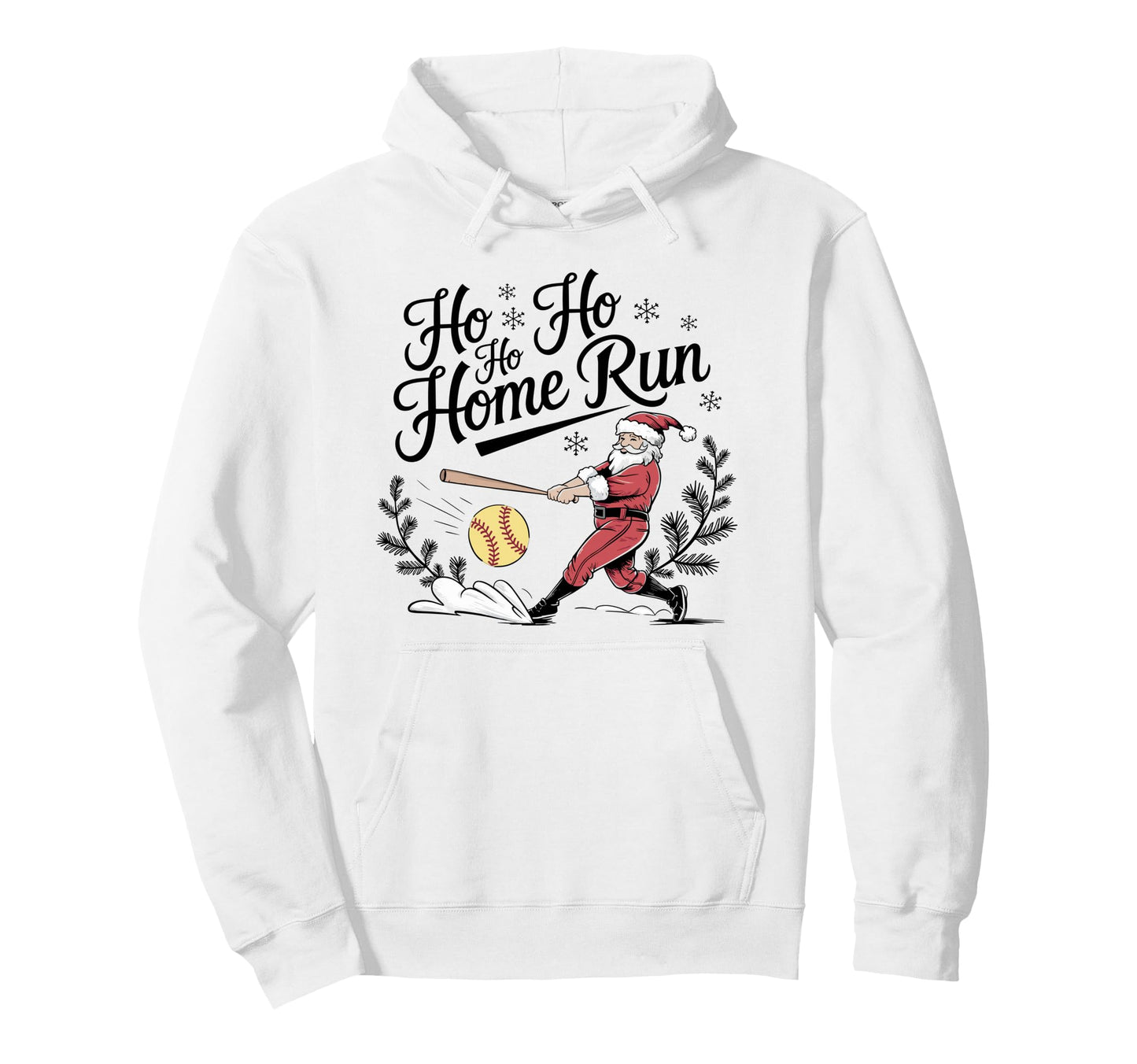 Ho Ho Ho Home Run Santa Softball Hoodie - Unique Graphic for Adults - T-Shirt, Sweatshirt, Hoodie
