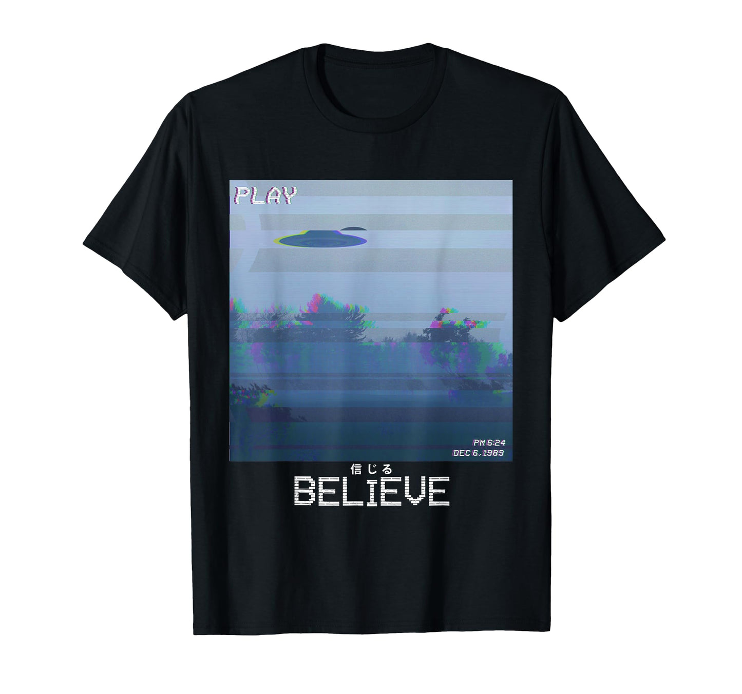 Believe Ufo Vaporwave Synthwave 80S T-Shirt - Minimalist Print for Adults - T-Shirt, Sweatshirt, Hoodie