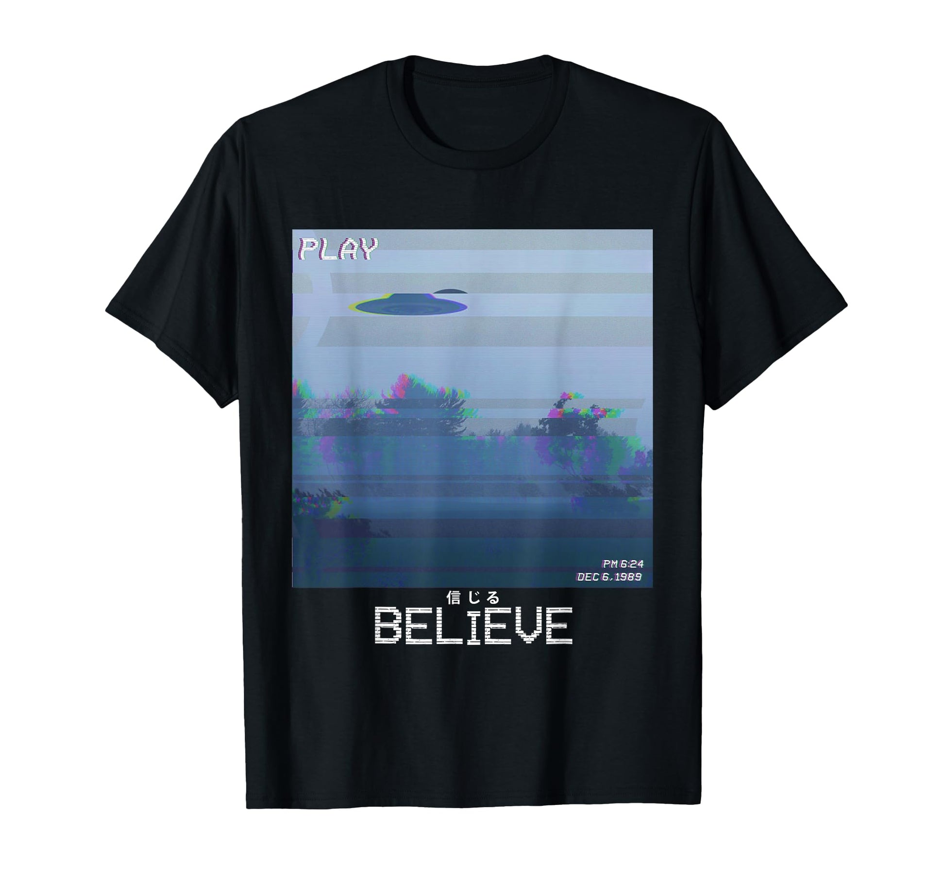 Believe Ufo Vaporwave Synthwave 80S T-Shirt - Minimalist Print for Adults - T-Shirt, Sweatshirt, Hoodie