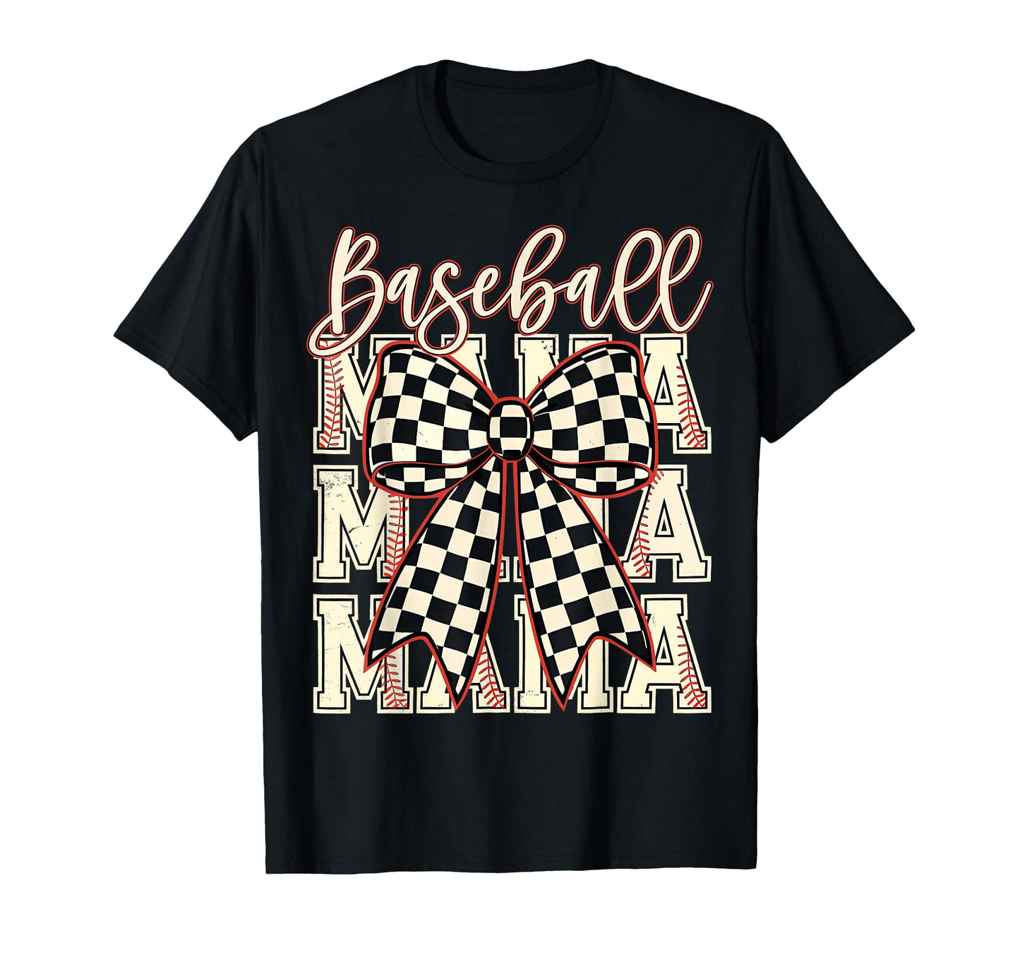 Checkered Coquette Baseball Mama T-Shirt - Fun Novelty Design Unisex - T-Shirt, Sweatshirt, Hoodie