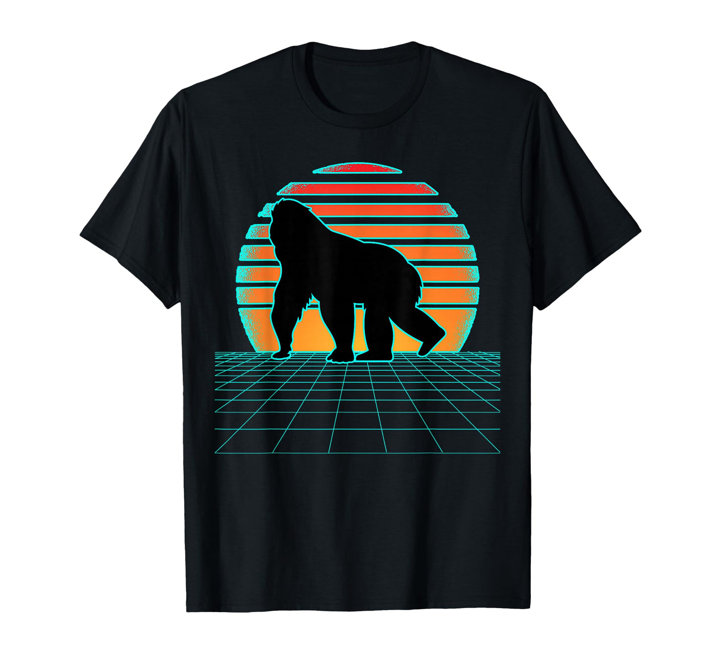 Gorilla Synthwave 80S Aesthetic T-Shirt - Custom Art Print Unisex - T-Shirt, Sweatshirt, Hoodie
