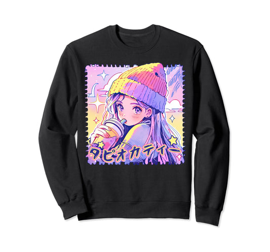 Anime Boba Tea Pastel Aesthetic 8 Sweatshirt - Streetwear Style for Adults - T-Shirt, Sweatshirt, Hoodie