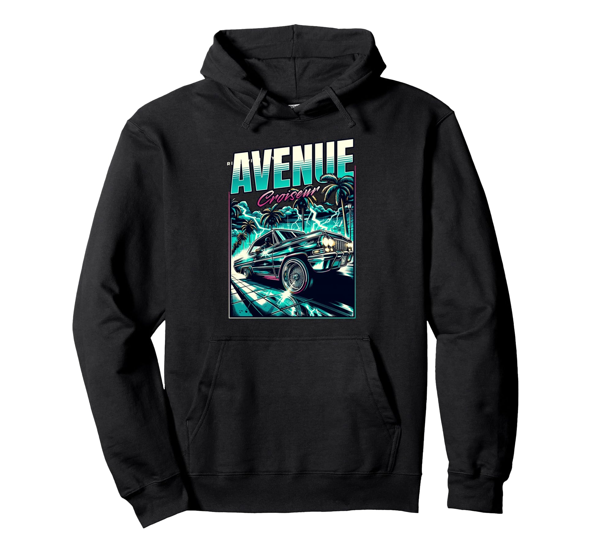 80S Stylish Car Night Drive Aesthetic Hoodie - Casual Everyday Wear Unisex - T-Shirt, Sweatshirt, Hoodie