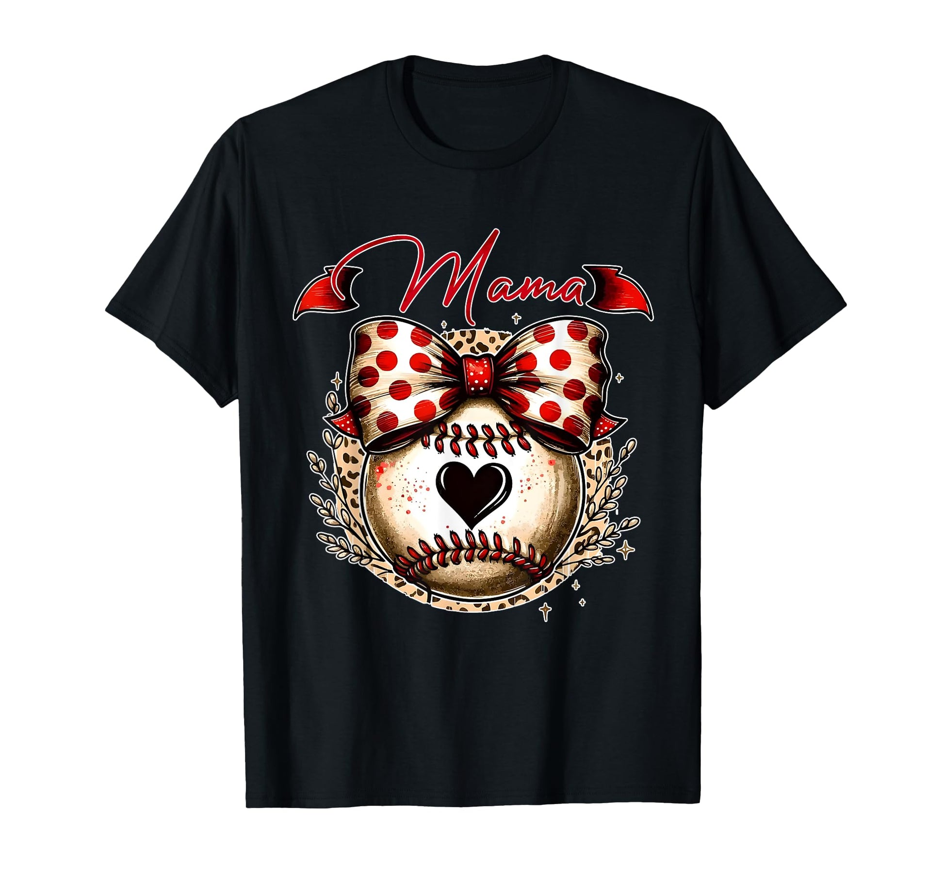 Mama Baseball Leopard Happy Mothers T-Shirt - Fun Novelty Design Men Women - T-Shirt, Sweatshirt, Hoodie