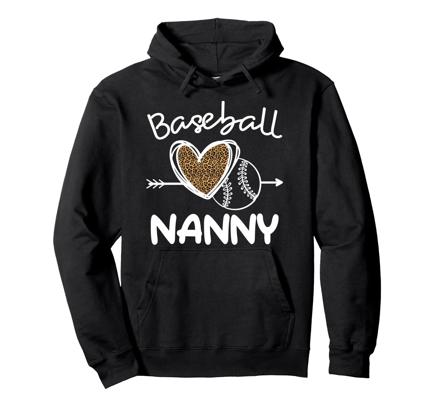 Baseball Nanny Leopard Heart Family Match Hoodie - Unique Graphic Unisex - T-Shirt, Sweatshirt, Hoodie