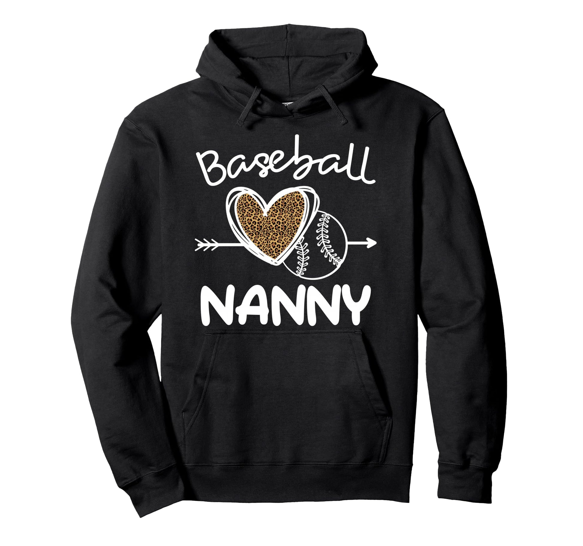 Baseball Nanny Leopard Heart Family Match Hoodie - Unique Graphic Unisex - T-Shirt, Sweatshirt, Hoodie