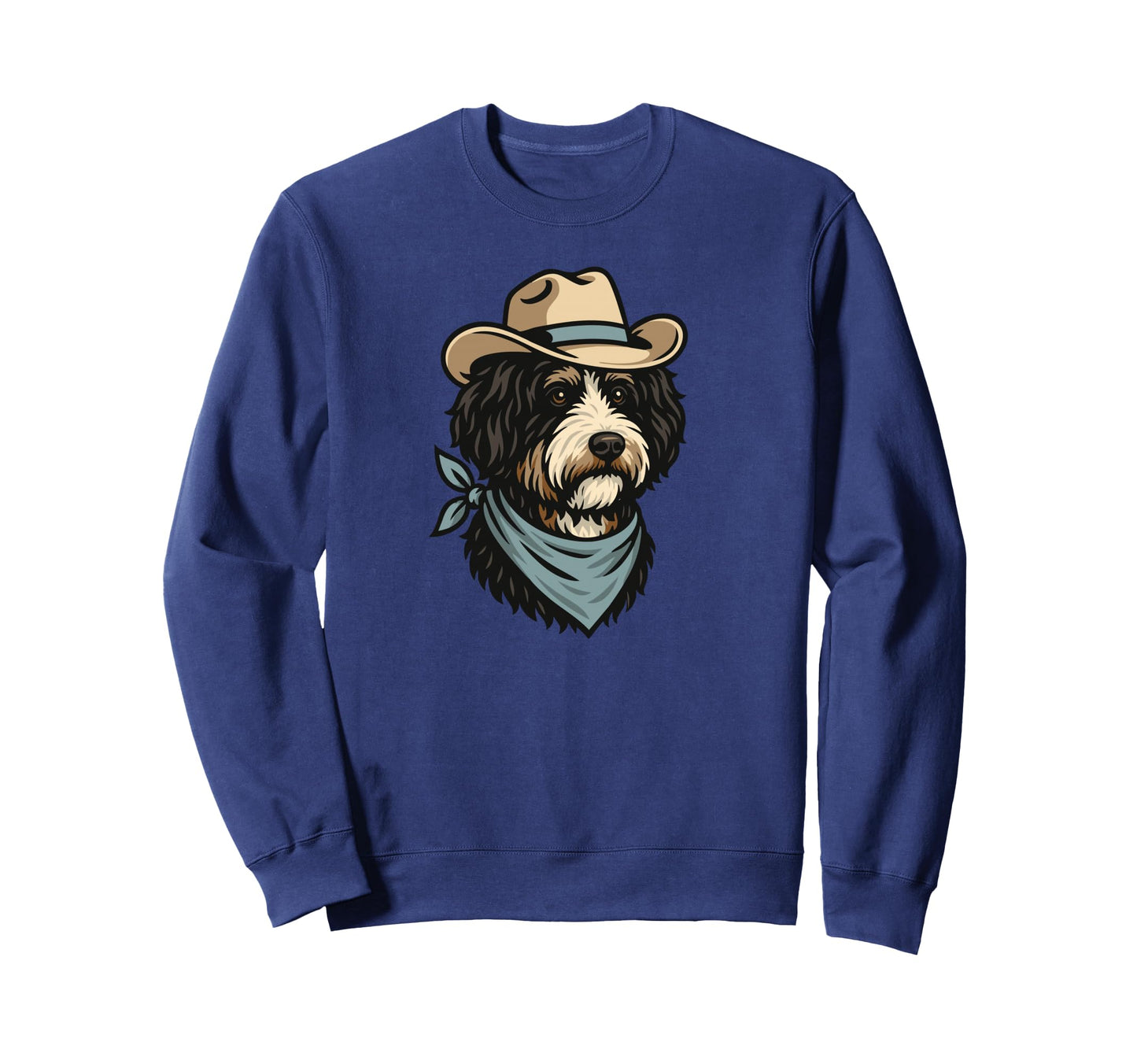 Funny Cowboy Bernedoodle Drawing Sweatshirt - Unique Graphic Men Women - T-Shirt, Sweatshirt, Hoodie