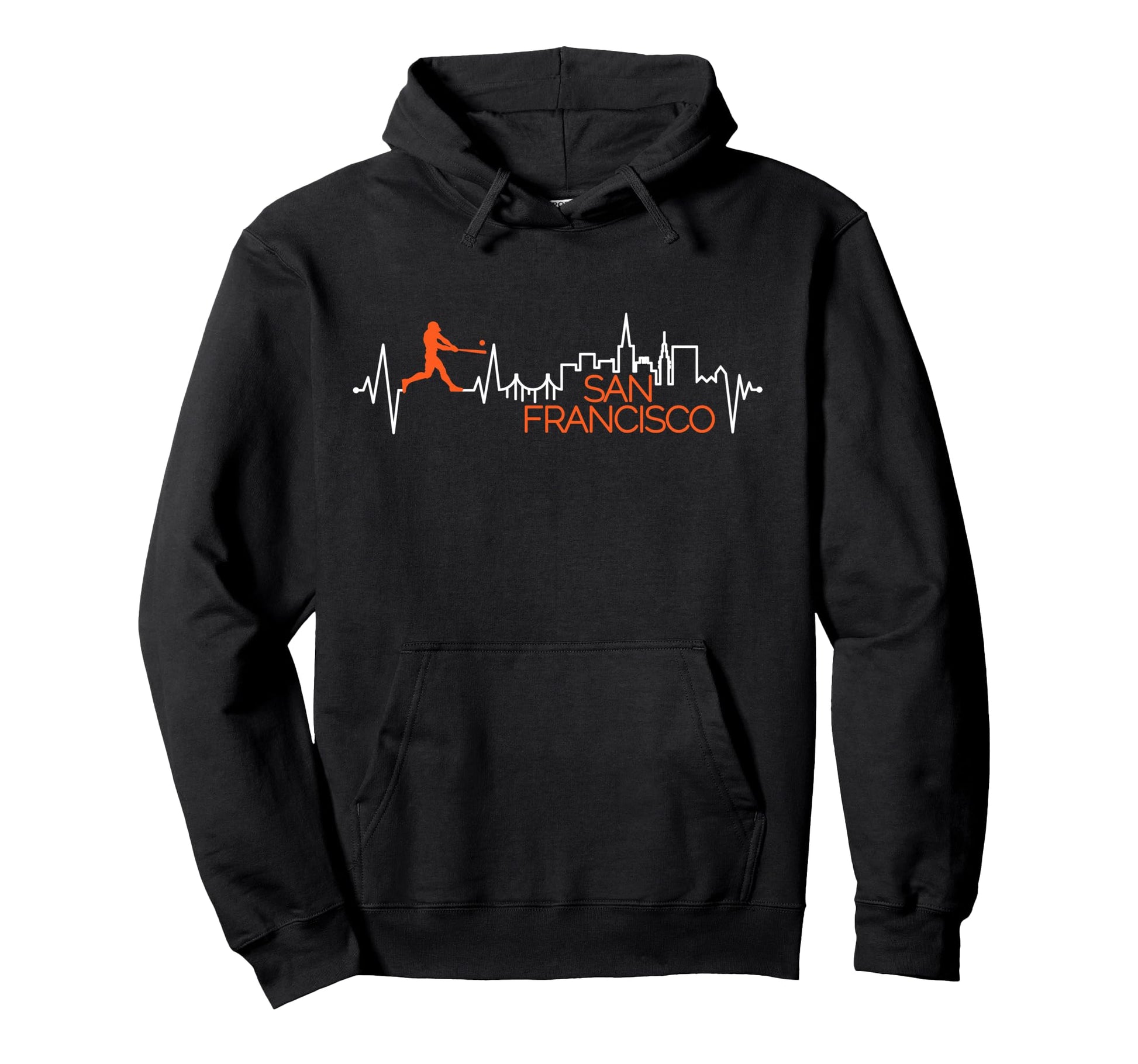 San Francisco Skyline Baseball Heartbeat Hoodie - Streetwear Style Unisex - T-Shirt, Sweatshirt, Hoodie