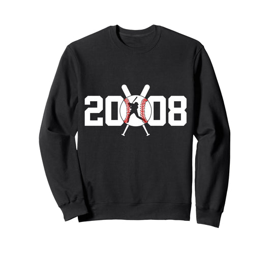 2008 Baseball 18Th Birthday Sweatshirt - Aesthetic Graphic Men Women - T-Shirt, Sweatshirt, Hoodie