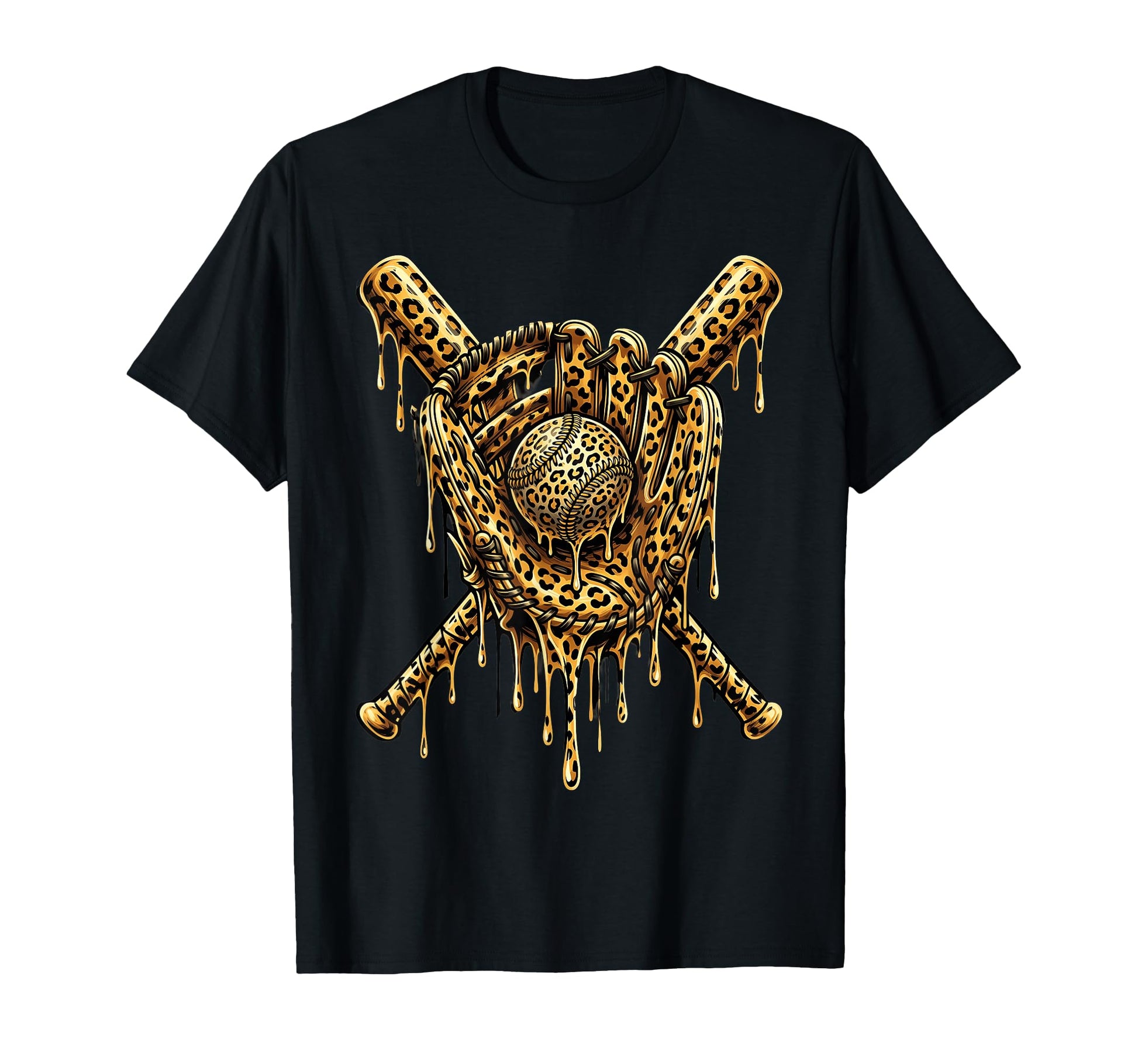 Baseball Drip Leopard Pattern T-Shirt - Streetwear Style Men Women - T-Shirt, Sweatshirt, Hoodie