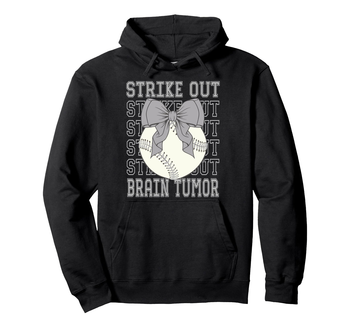Brain Tumor Awareness Gray Coquette Baseball Hoodie - Graphic Print Unisex - T-Shirt, Sweatshirt, Hoodie