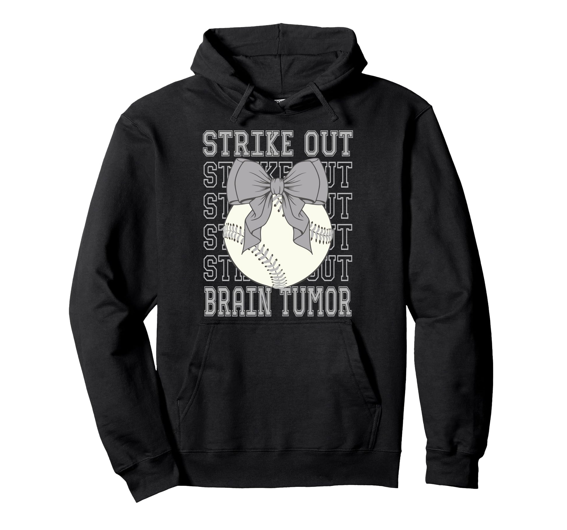 Brain Tumor Awareness Gray Coquette Baseball Hoodie - Graphic Print Unisex - T-Shirt, Sweatshirt, Hoodie