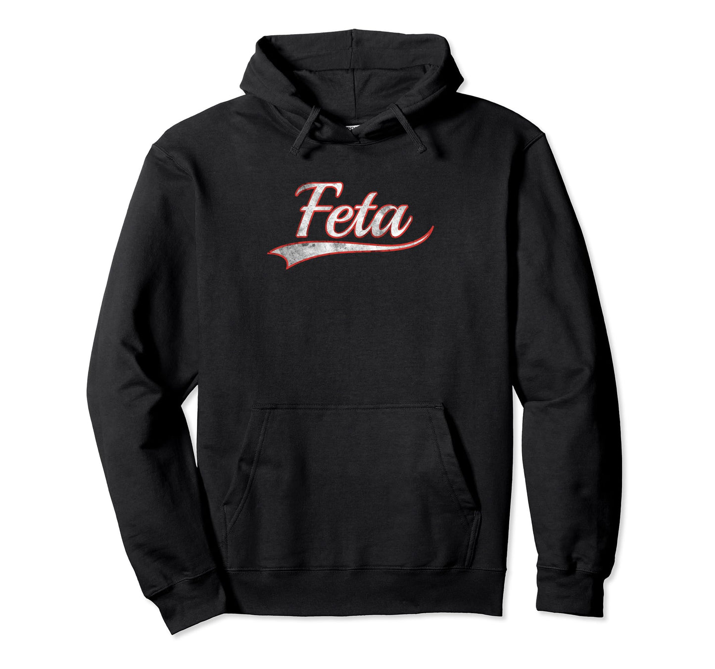 Feta Varsity Distressed Throwback Hoodie - Novelty Apparel Unisex - T-Shirt, Sweatshirt, Hoodie