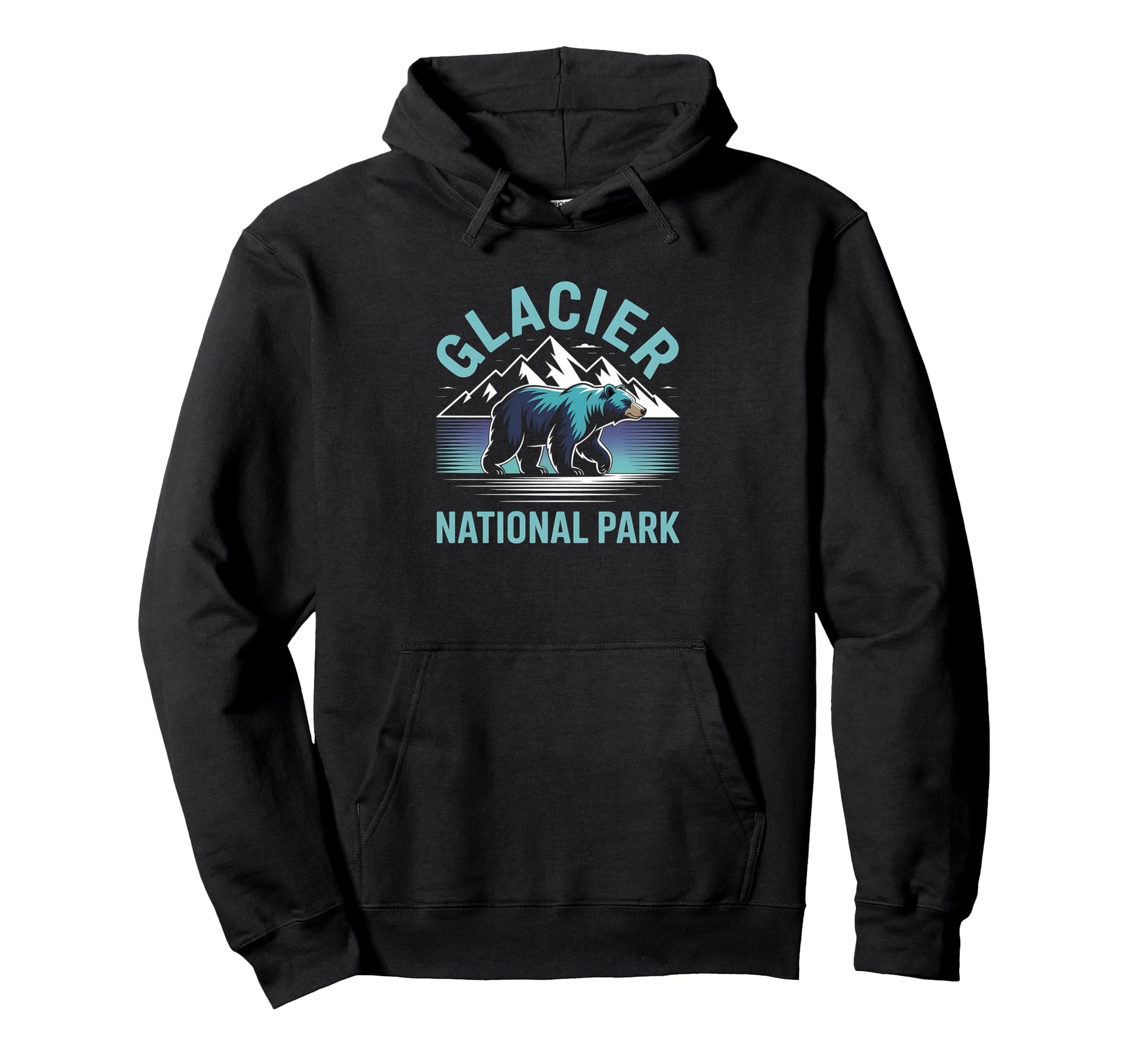 Glacier Grizzly Bear Glacier National Hoodie - Custom Art Print Men Women - T-Shirt, Sweatshirt, Hoodie