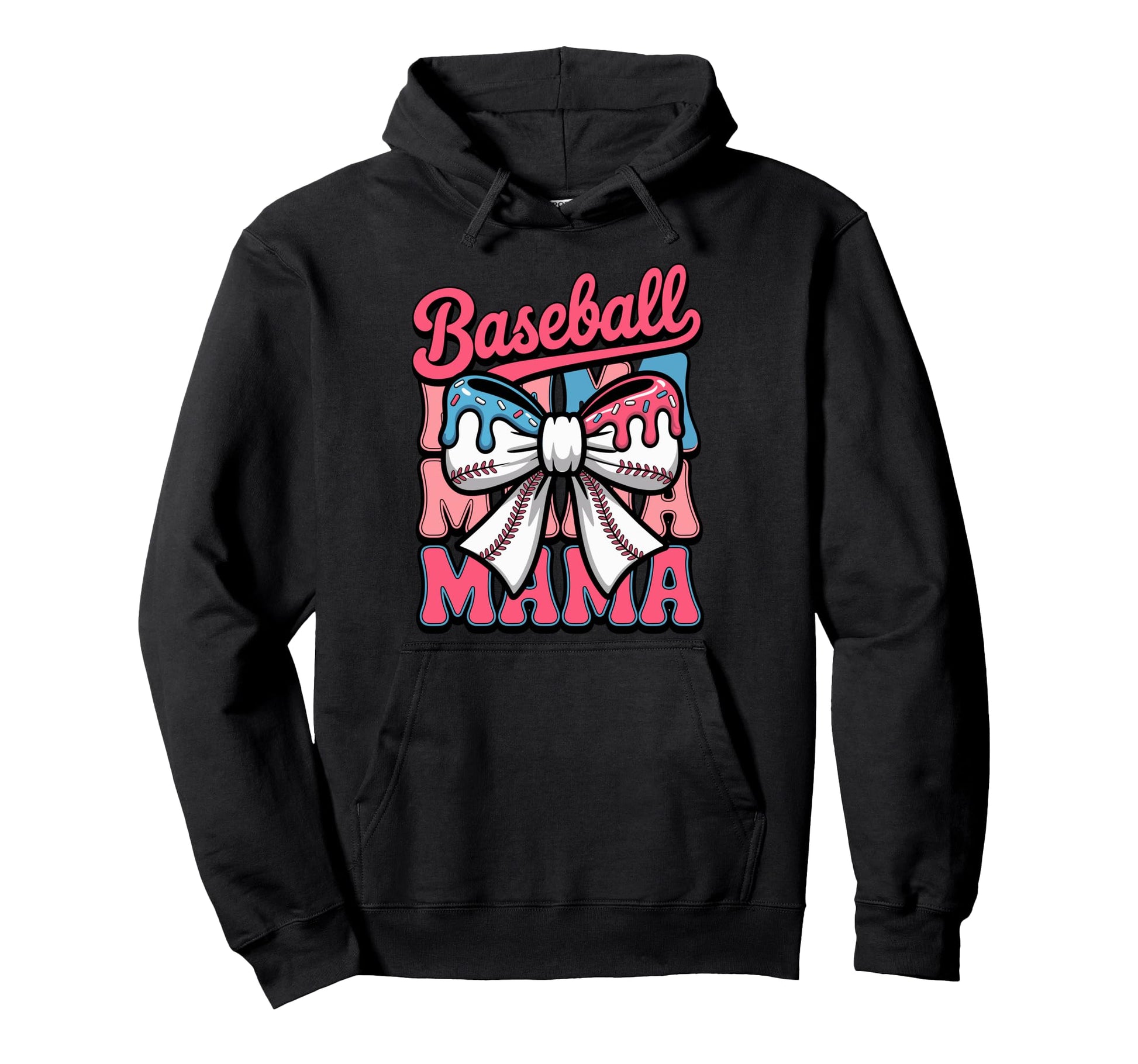 Coquette Bow Baseball Mama Sports Mom Hoodie - Fun Novelty Design Men Women - T-Shirt, Sweatshirt, Hoodie