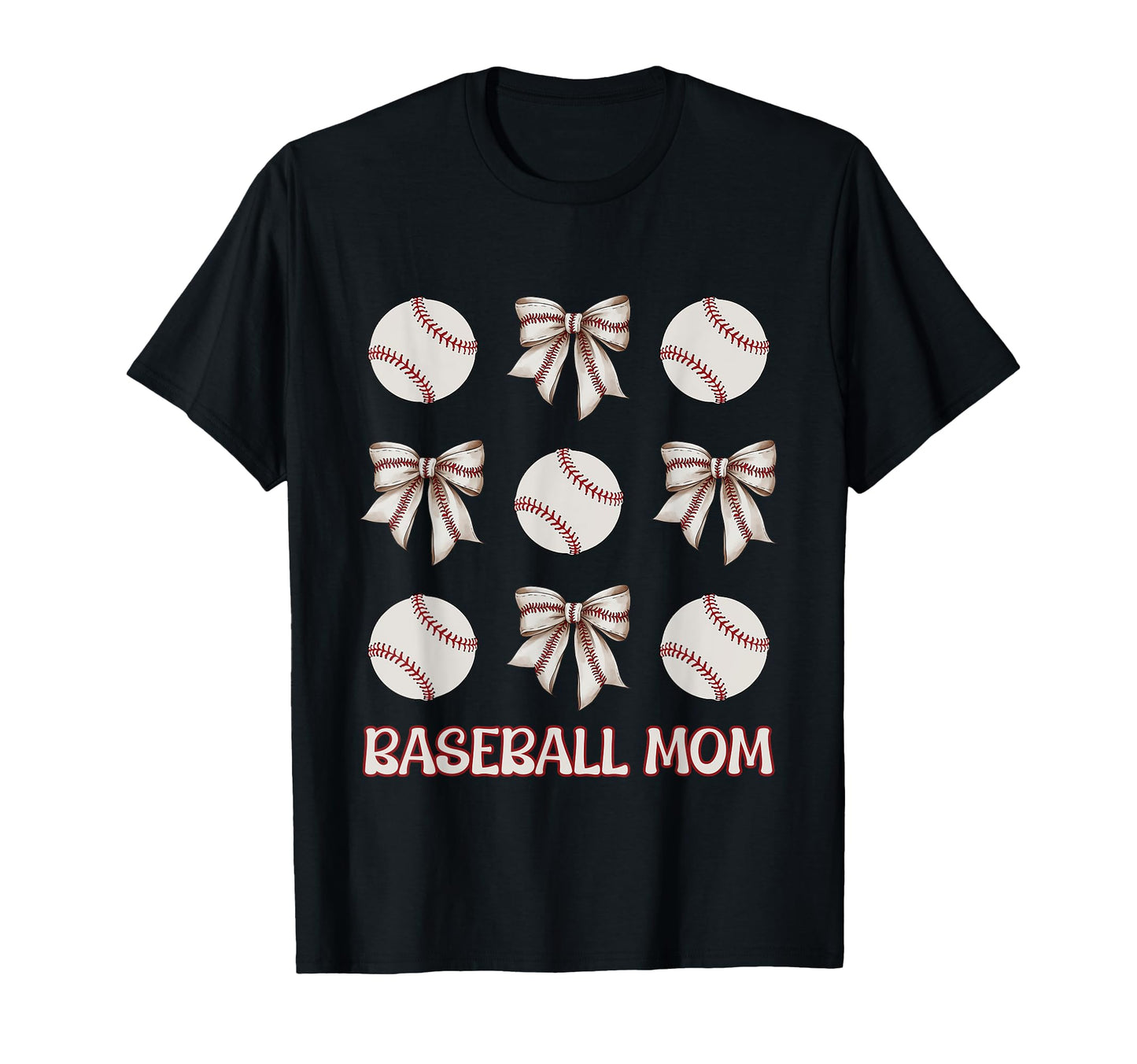 Baseball Mom Bows And Balls Coquette T-Shirt - Streetwear Style Unisex - T-Shirt, Sweatshirt, Hoodie