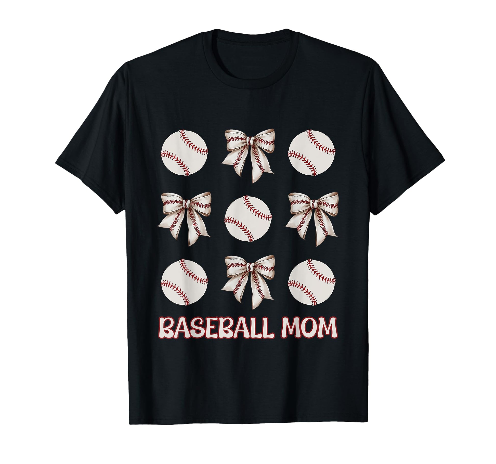 Baseball Mom Bows And Balls Coquette T-Shirt - Streetwear Style Unisex - T-Shirt, Sweatshirt, Hoodie
