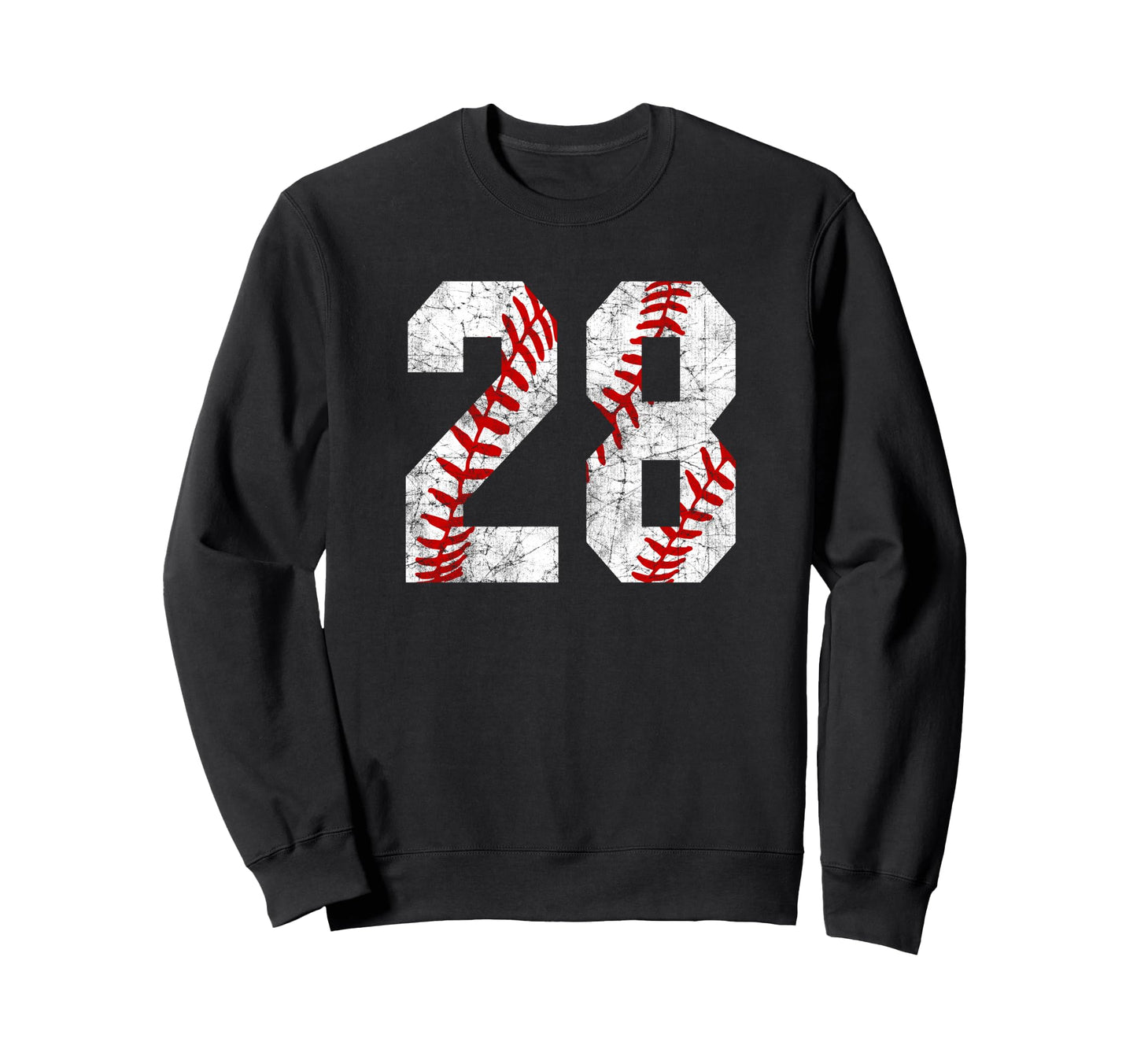 Distressed Baseball Number 28 Jersey Sweatshirt - Trendy Graphic Unisex - T-Shirt, Sweatshirt, Hoodie