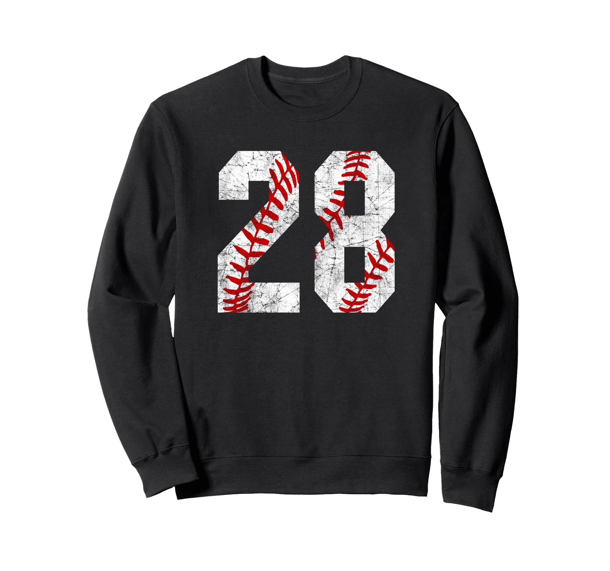 Distressed Baseball Number 28 Jersey Sweatshirt - Trendy Graphic Unisex - T-Shirt, Sweatshirt, Hoodie