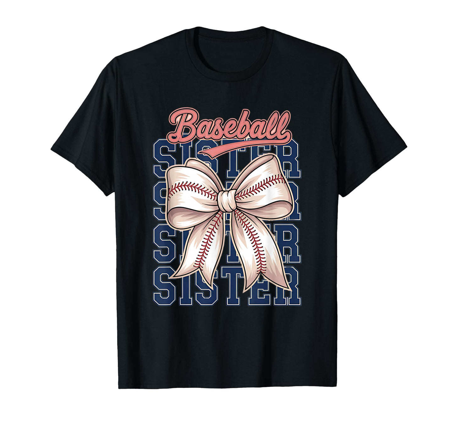 Baseball Sister Coquette Bow T-Shirt - Custom Art Print Unisex - T-Shirt, Sweatshirt, Hoodie