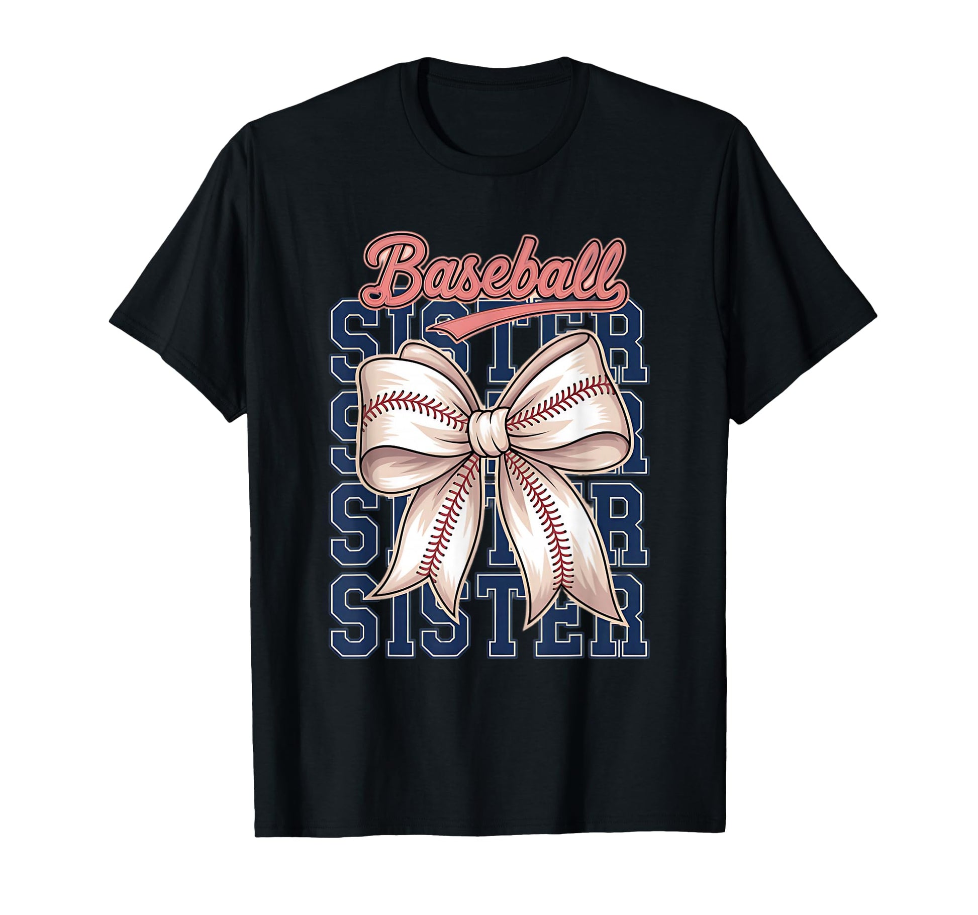 Baseball Sister Coquette Bow T-Shirt - Custom Art Print Unisex - T-Shirt, Sweatshirt, Hoodie