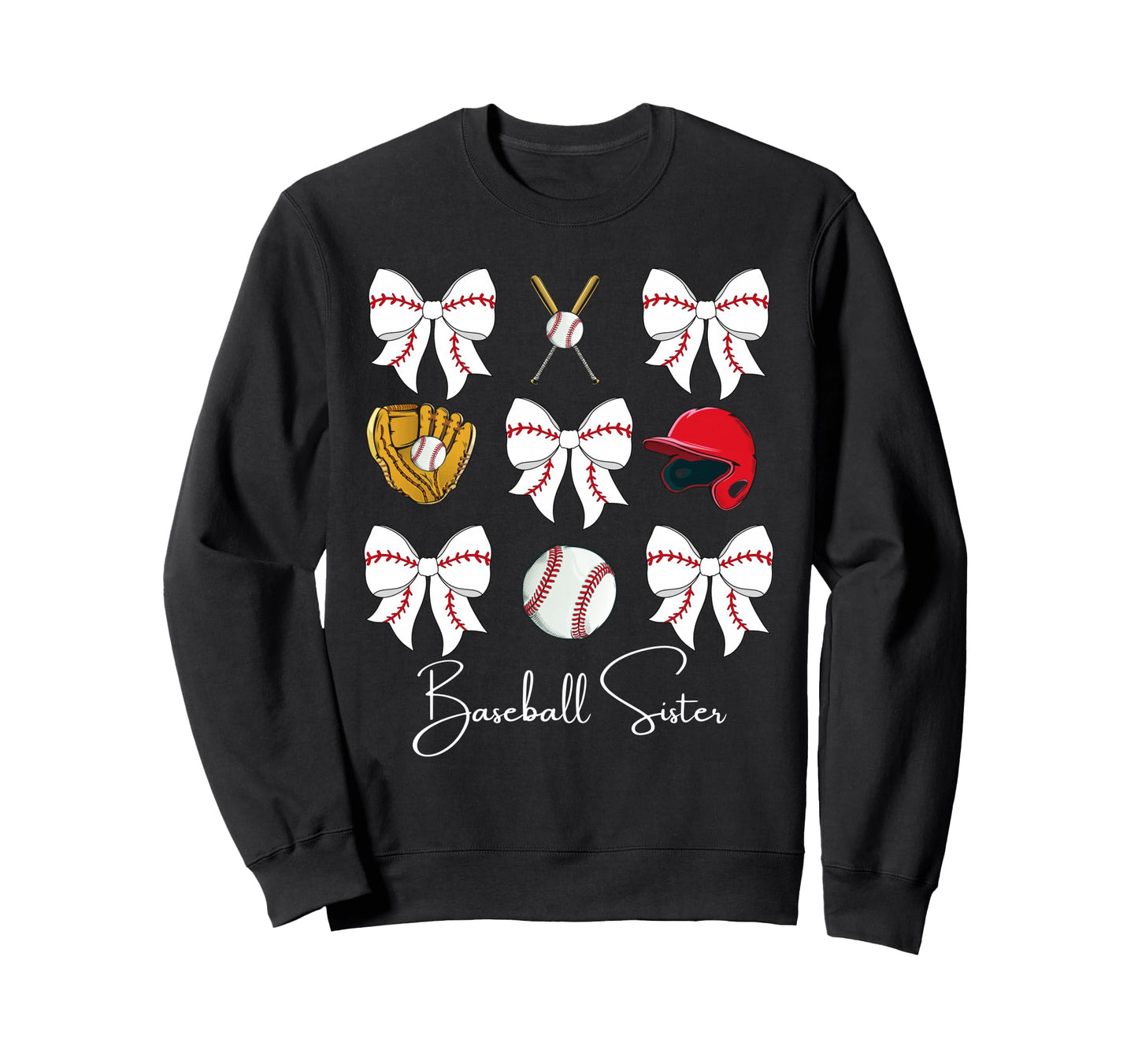 Baseball Sister Coquette Bow Sweatshirt - Fun Novelty Design for Adults - T-Shirt, Sweatshirt, Hoodie