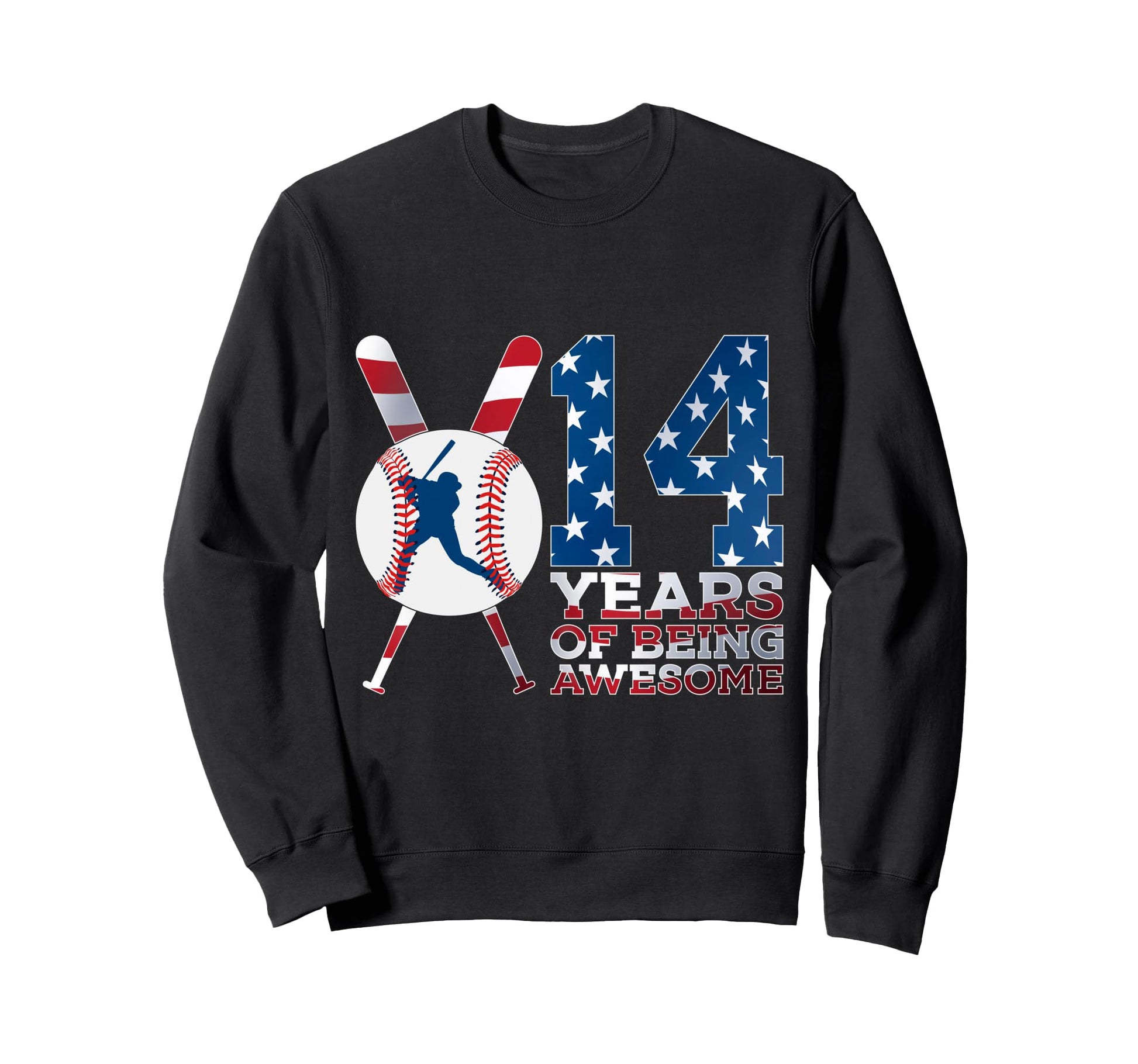 14 Years Being Awesome Baseball Sweatshirt - Aesthetic Graphic for Adults - T-Shirt, Sweatshirt, Hoodie