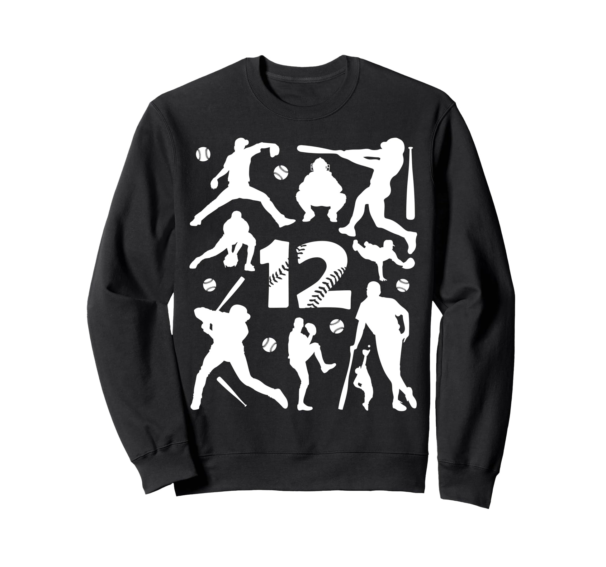 Number 12 Years Baseball 12Th Sweatshirt - Minimalist Print for Adults - T-Shirt, Sweatshirt, Hoodie