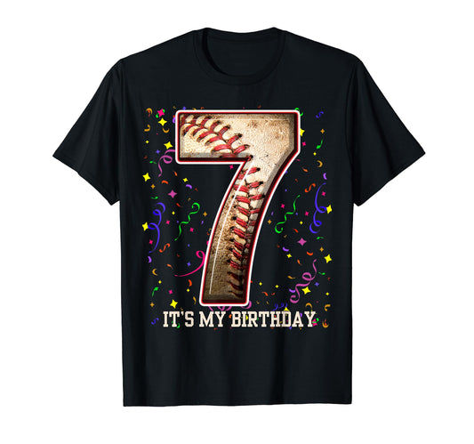 7 Years Old Baseball Play My 7Th Birthday T-Shirt - Trendy Graphic Unisex - T-Shirt, Sweatshirt, Hoodie