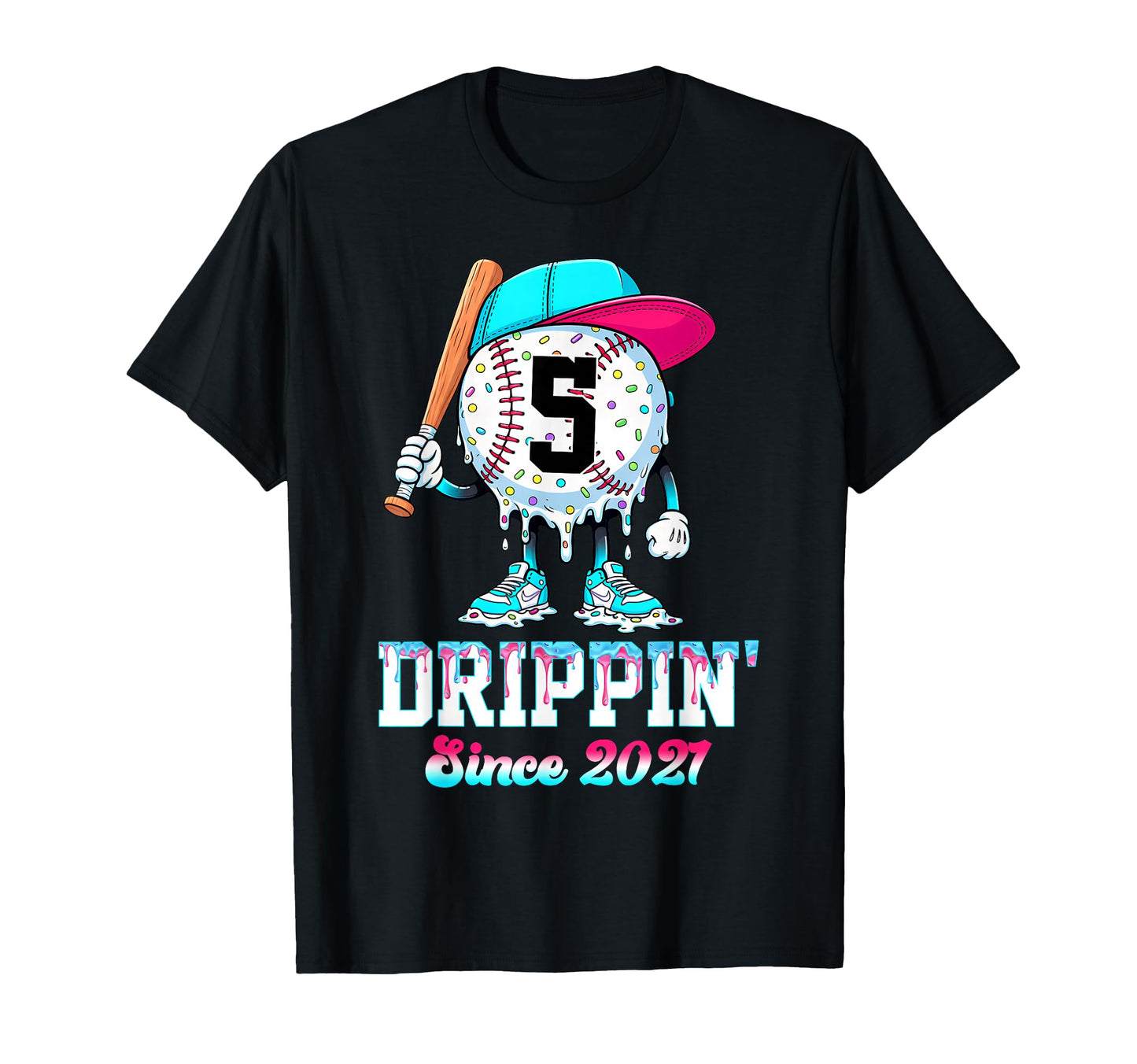 5 Years Old Since 2021 Ice Cream Drip T-Shirt - Unique Graphic Men Women - T-Shirt, Sweatshirt, Hoodie