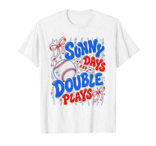 Baseball Coquette Bow Sunny Days Double T-Shirt - Graphic Print for Adults - T-Shirt, Sweatshirt, Hoodie