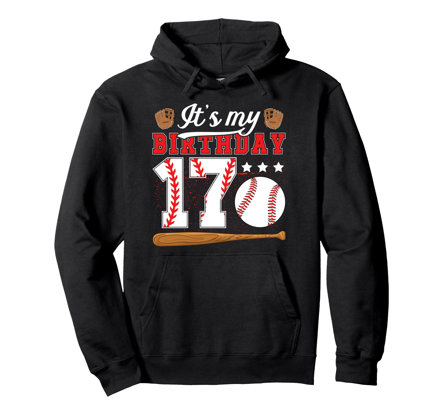 17Th Baseball Birthday Party 17 Year Old Hoodie - Novelty Apparel Unisex - T-Shirt, Sweatshirt, Hoodie