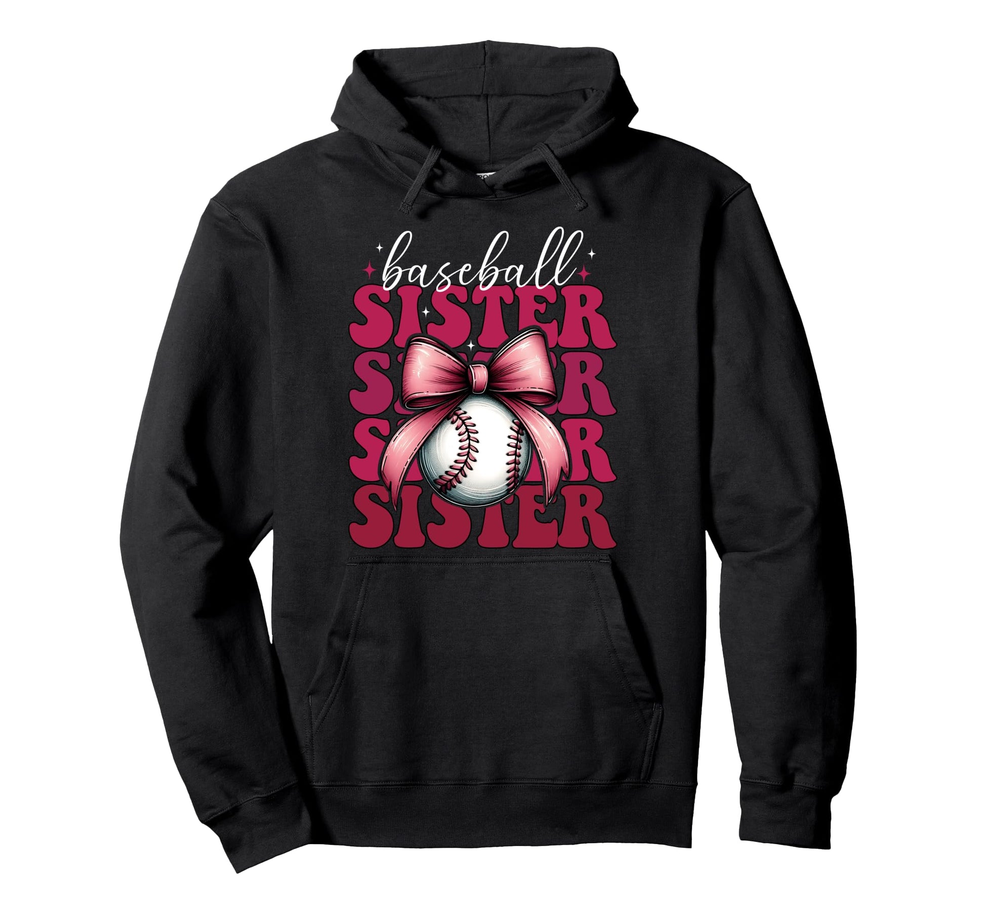 Baseball Sister Baseball Coquette Bow Hoodie - Novelty Apparel Unisex - T-Shirt, Sweatshirt, Hoodie