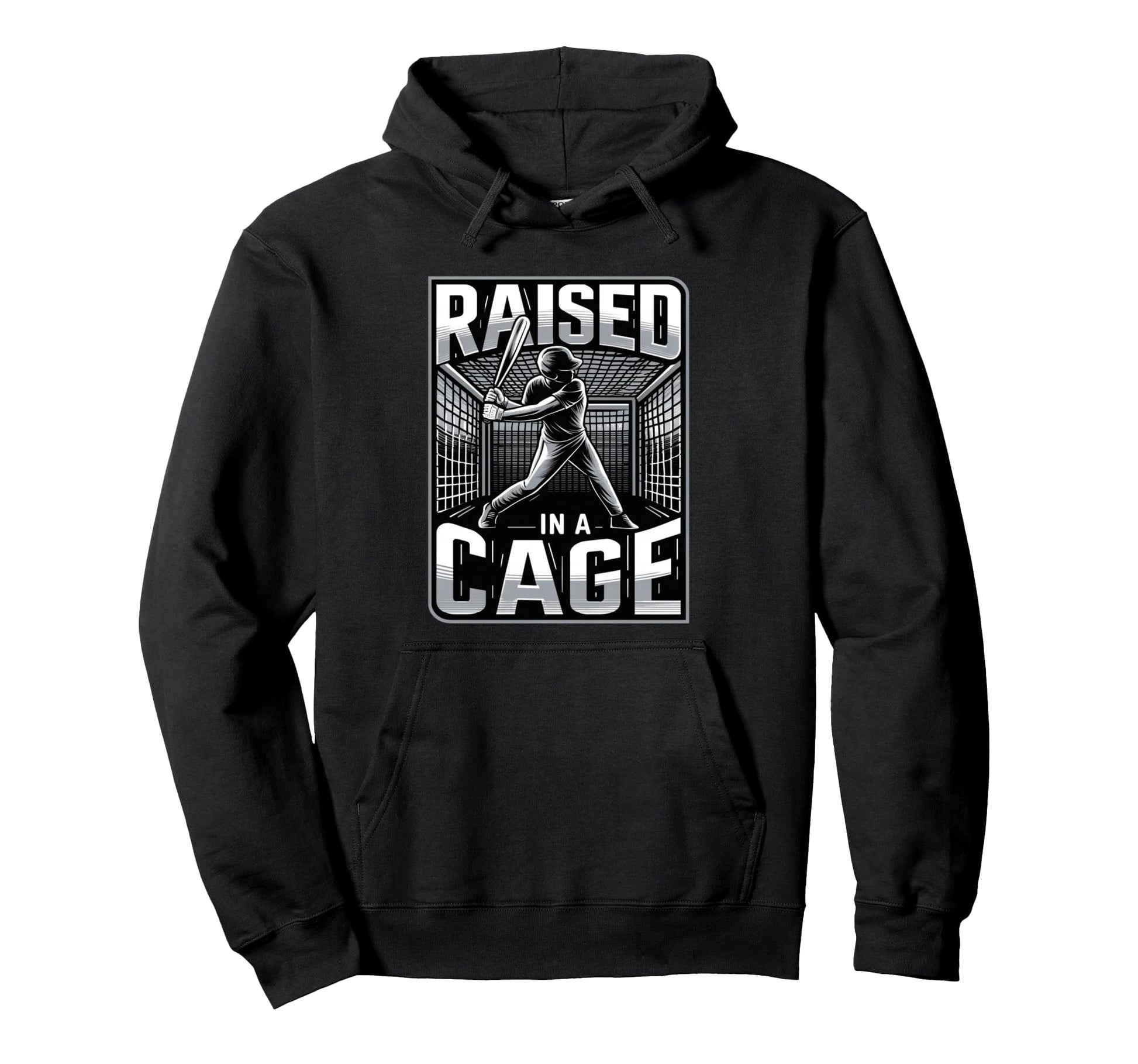 Raised Cage Baseball Training Batting Hoodie - Custom Art Print for Adults - T-Shirt, Sweatshirt, Hoodie