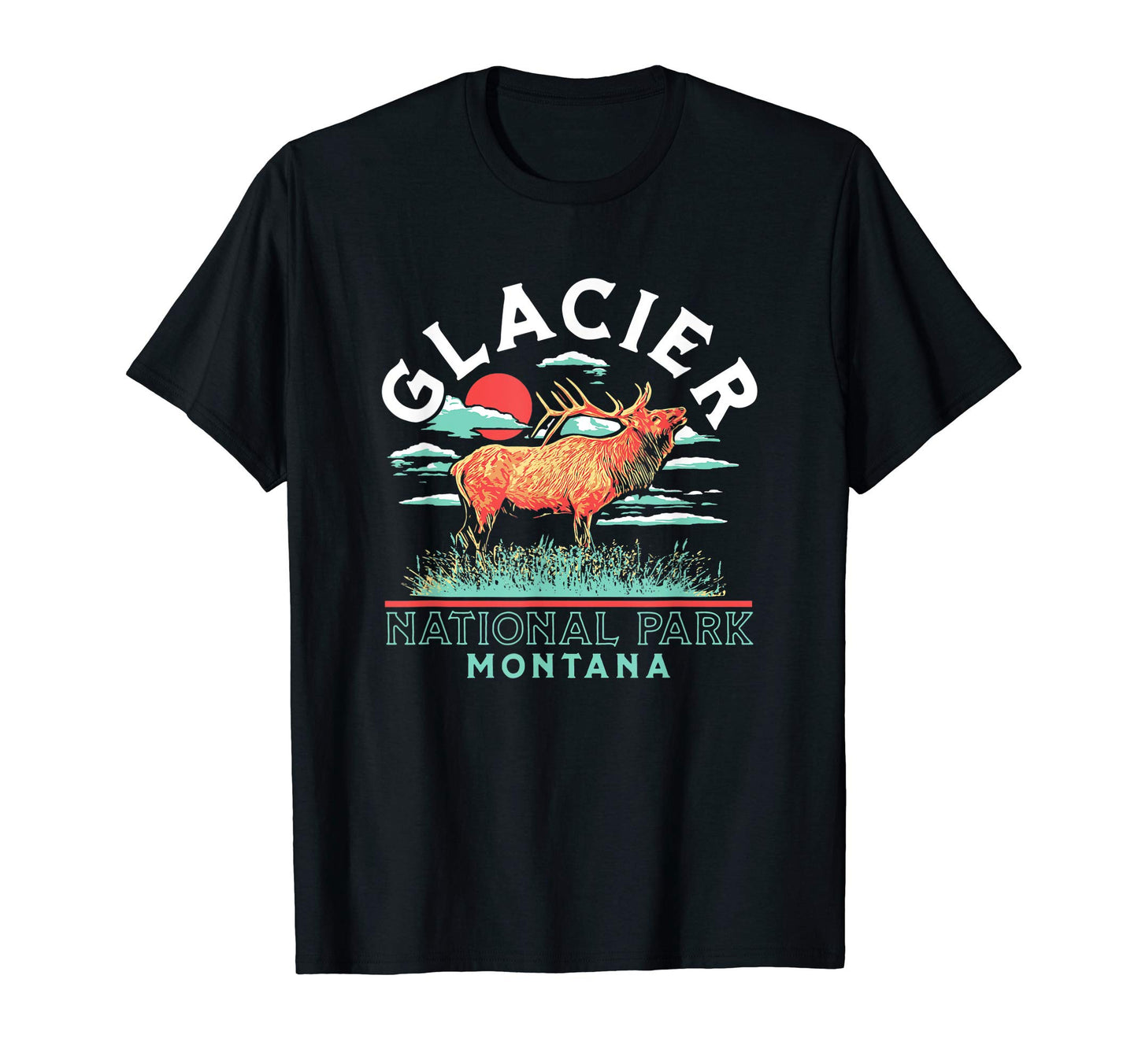 Bull Elk Glacier National Park T-Shirt - Casual Everyday Wear Unisex - T-Shirt, Sweatshirt, Hoodie