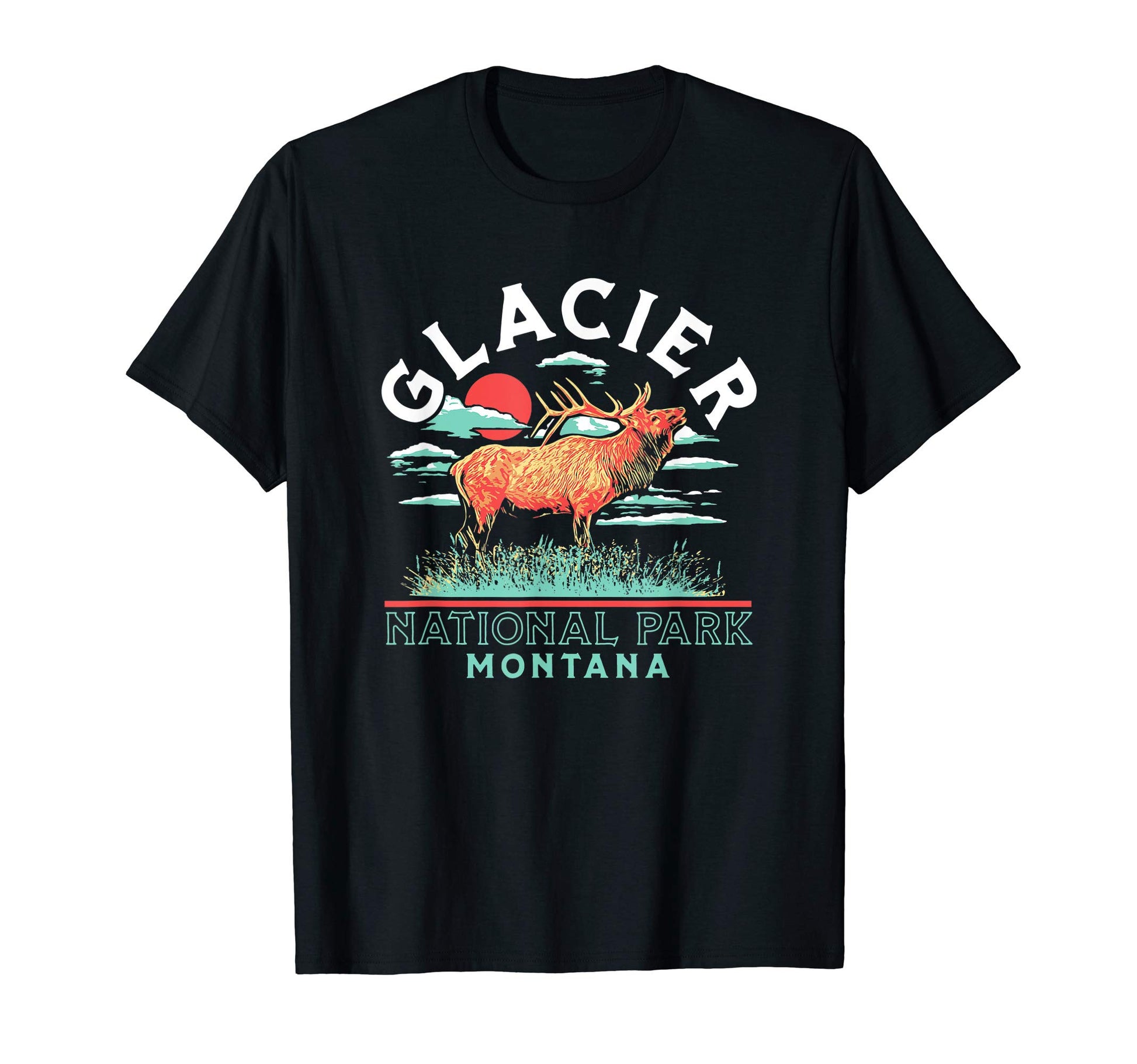 Bull Elk Glacier National Park T-Shirt - Casual Everyday Wear Unisex - T-Shirt, Sweatshirt, Hoodie