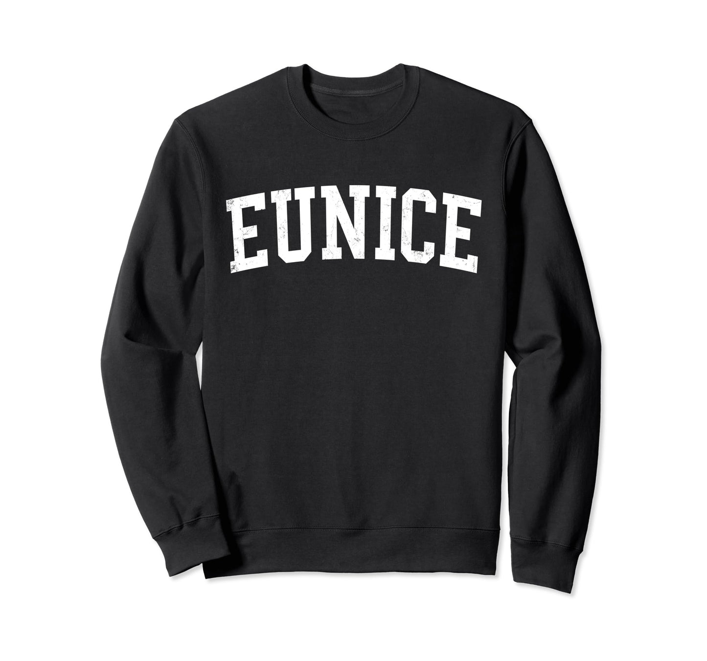 Eunice La Distressed White Varsity Sweatshirt - Novelty Apparel for Adults - T-Shirt, Sweatshirt, Hoodie