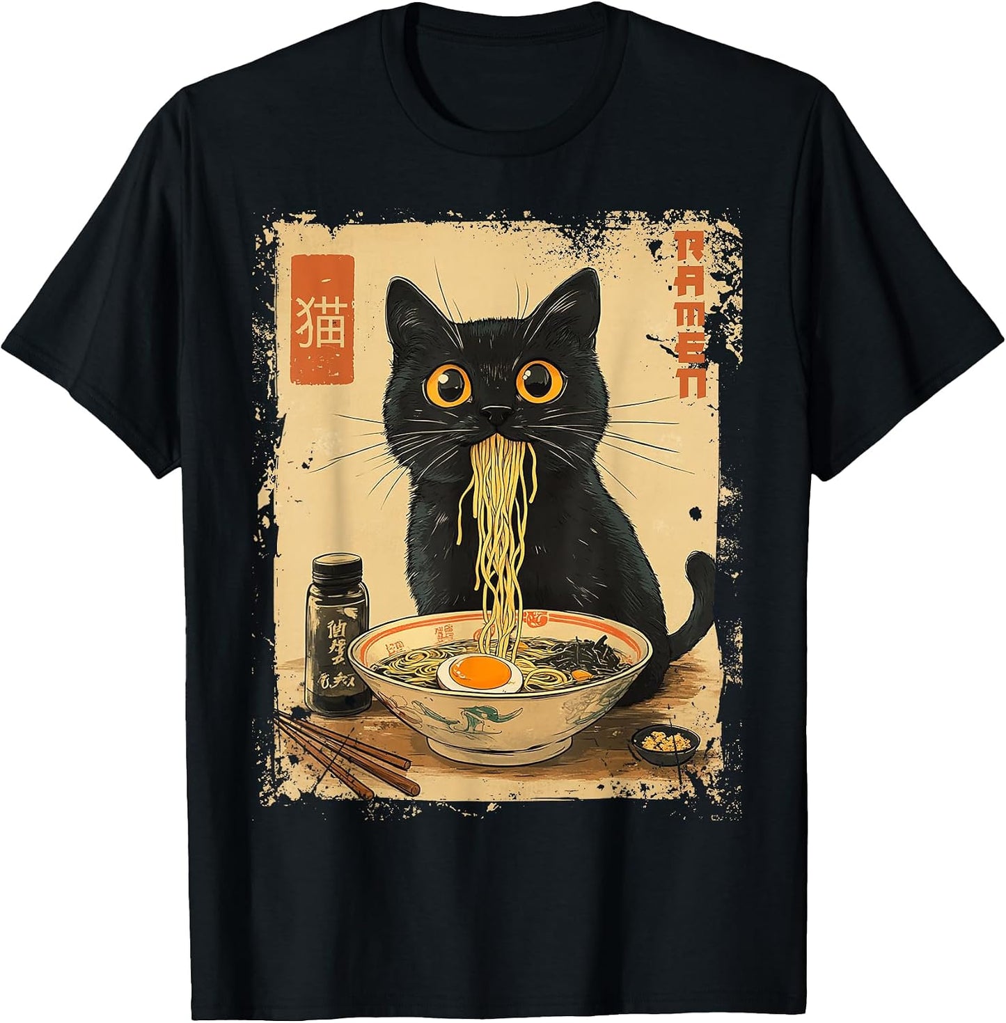 Cat Ramen Anime Kawaii Eating Noodles Unisex-Adults, - Adult & Kids T-Shirts, Sweatshirts & Hoodies apparel design preview 1