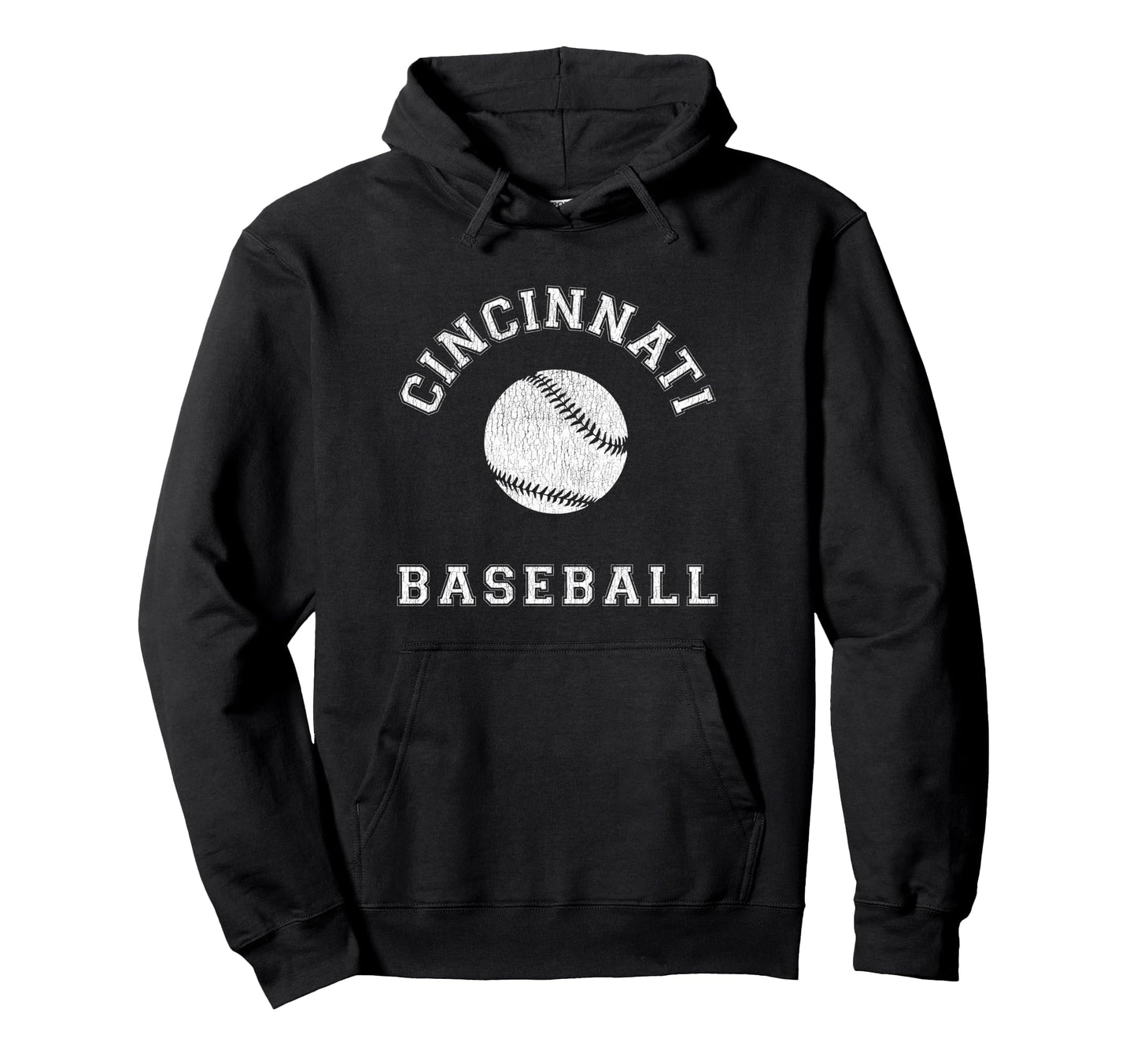 Cincinnati Baseball Distressed Hoodie - Minimalist Print Unisex - T-Shirt, Sweatshirt, Hoodie