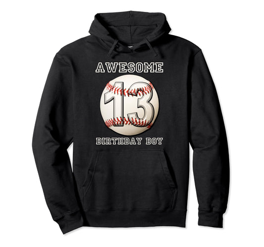 13 Years Old Baseball Themed 13Th Hoodie - Minimalist Print for Adults - T-Shirt, Sweatshirt, Hoodie