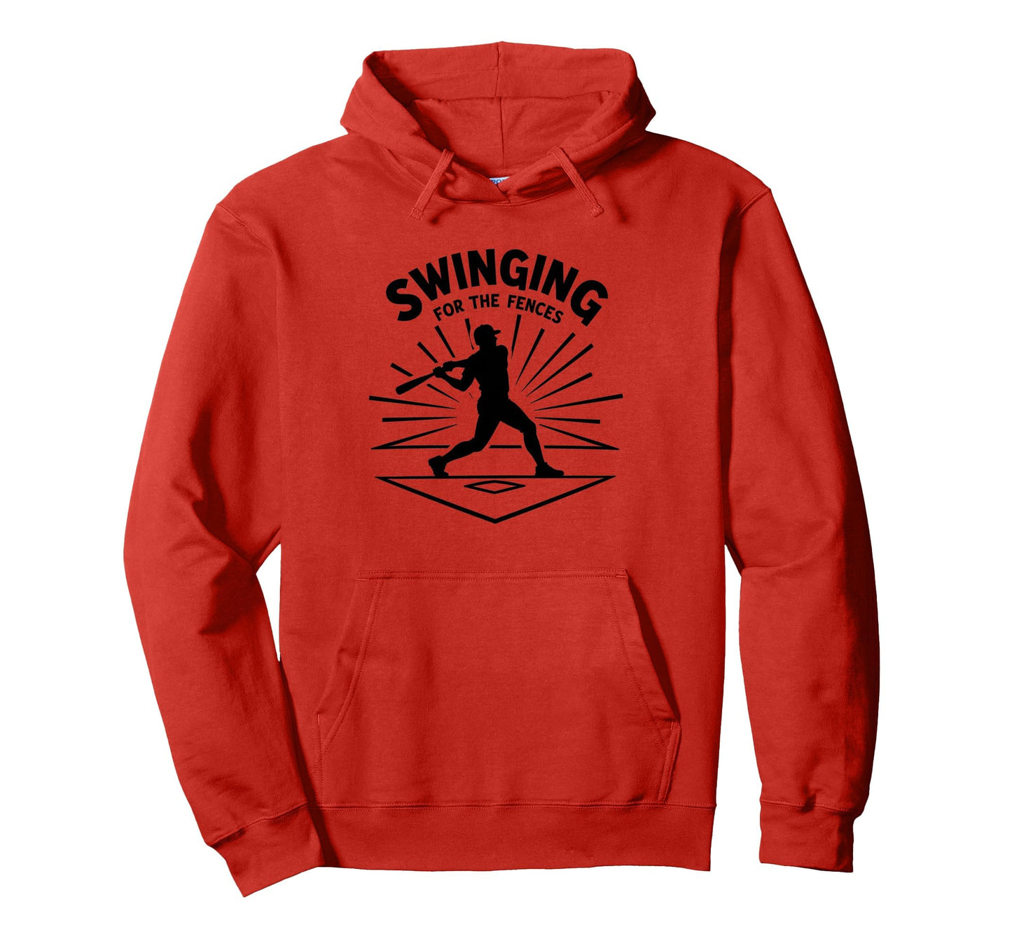 Baseball Swinging Fences Home Run Hoodie - Minimalist Print Unisex - T-Shirt, Sweatshirt, Hoodie