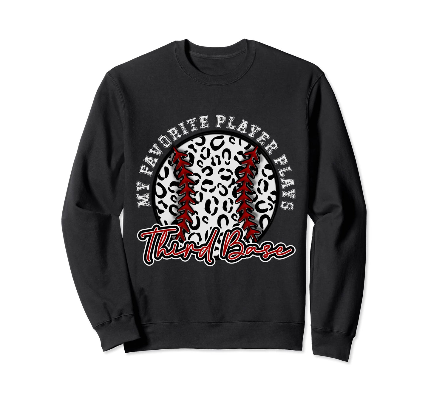 Leopard Cheetah Baseball Third Sweatshirt - Fun Novelty Design Men Women - T-Shirt, Sweatshirt, Hoodie