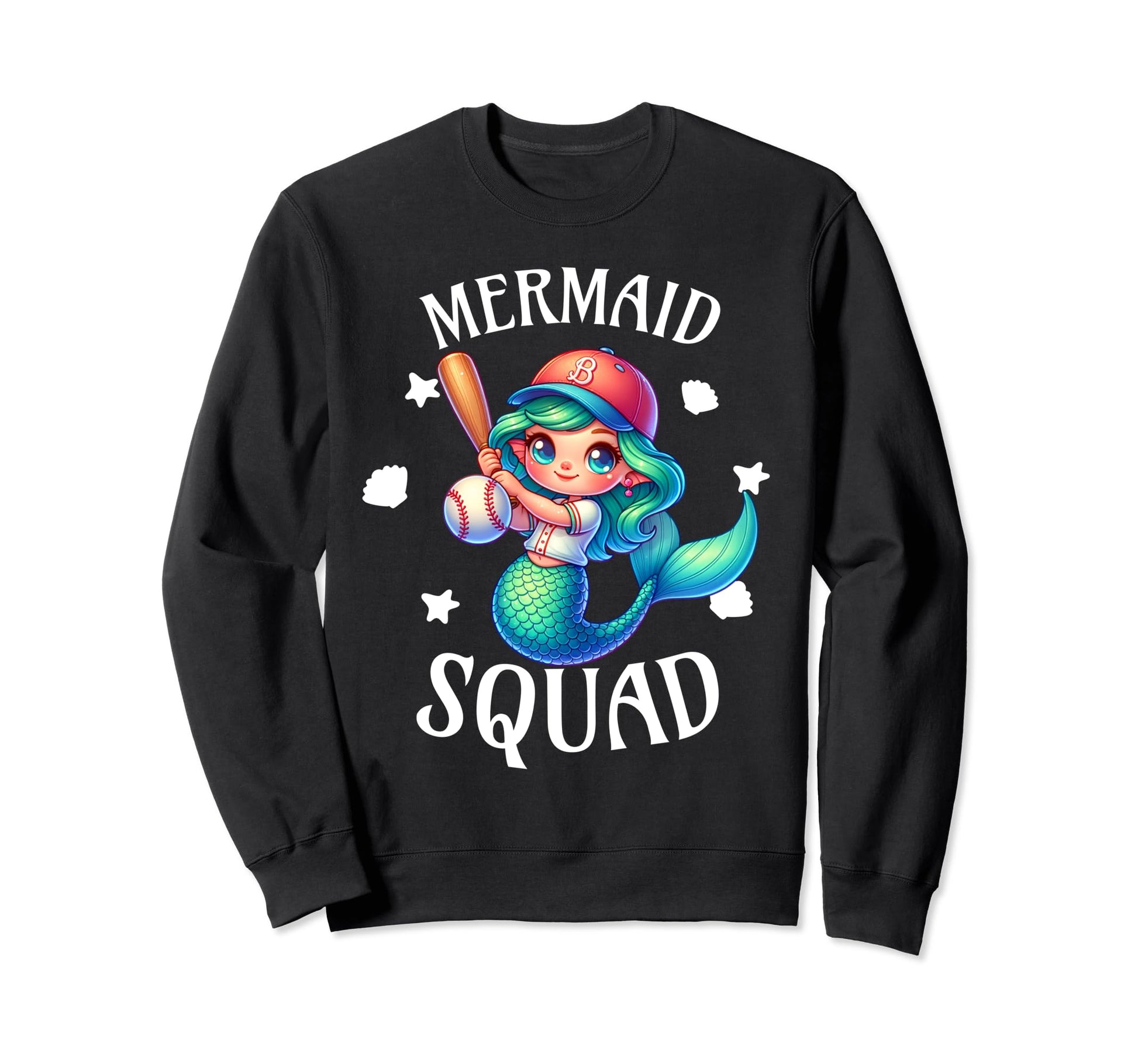 Baseball Mermaid Birthday Squad Sweatshirt - Unique Graphic Men Women - T-Shirt, Sweatshirt, Hoodie